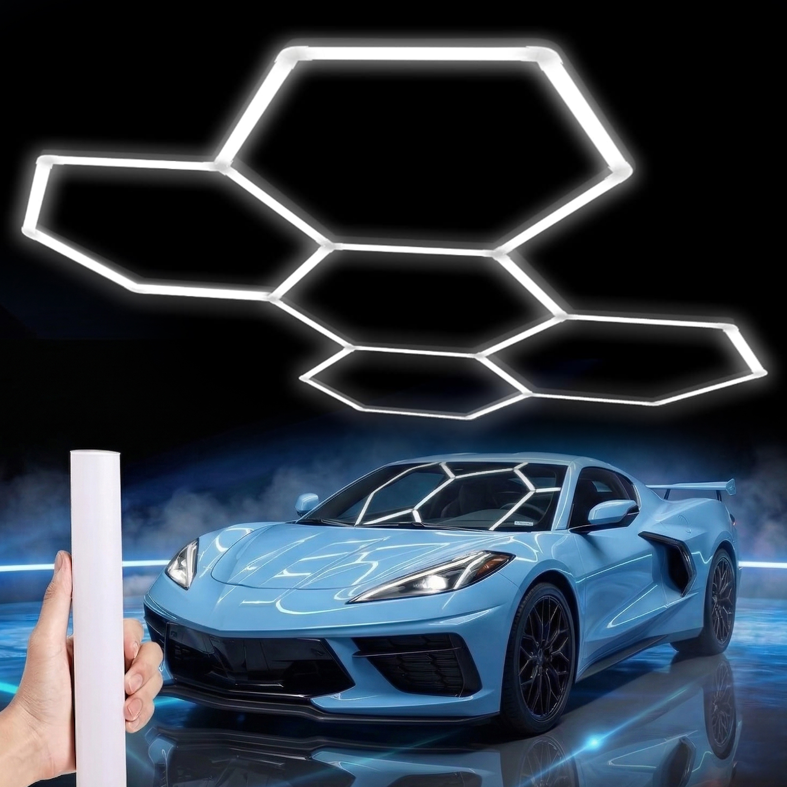 LZHOME Hexagon LED Garage Light: 25 Pack Updated Bigger Size, 26400LM 240W Super Bright Car Detailing Ceiling LED Shop Light for Warehouse Workshop Gym Basement Car Care Wash Room