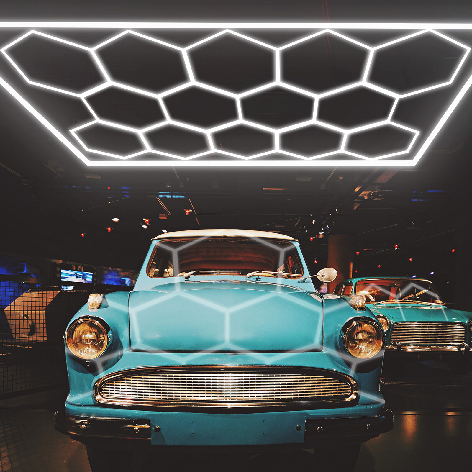 LZHOME LED Hexagon Garage Light - Super Bright 900W 108000LM Car Detailing Shop LED Ceiling Lights Hexagon Lighting System for Home Gym Garage Workshop Basement Warehouse