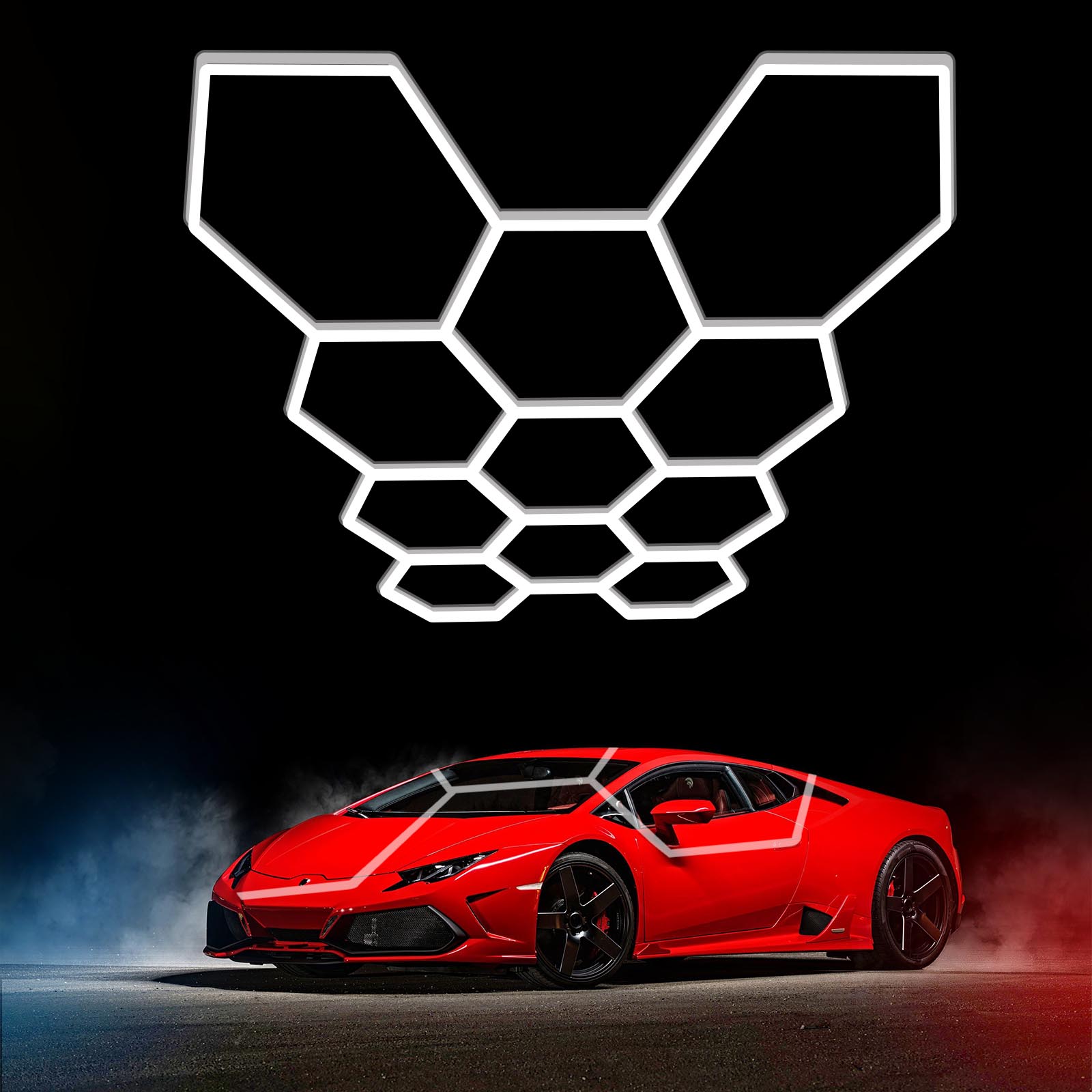 Hexagon Garage Light Fixture 50 Packs: 52800LM 480W Super Bright Honeycomb Hexagon Led Garage Lights, 2 * 5 Grid Systems for Garage Basement Warehouse Gym Car Detailing Shop etc