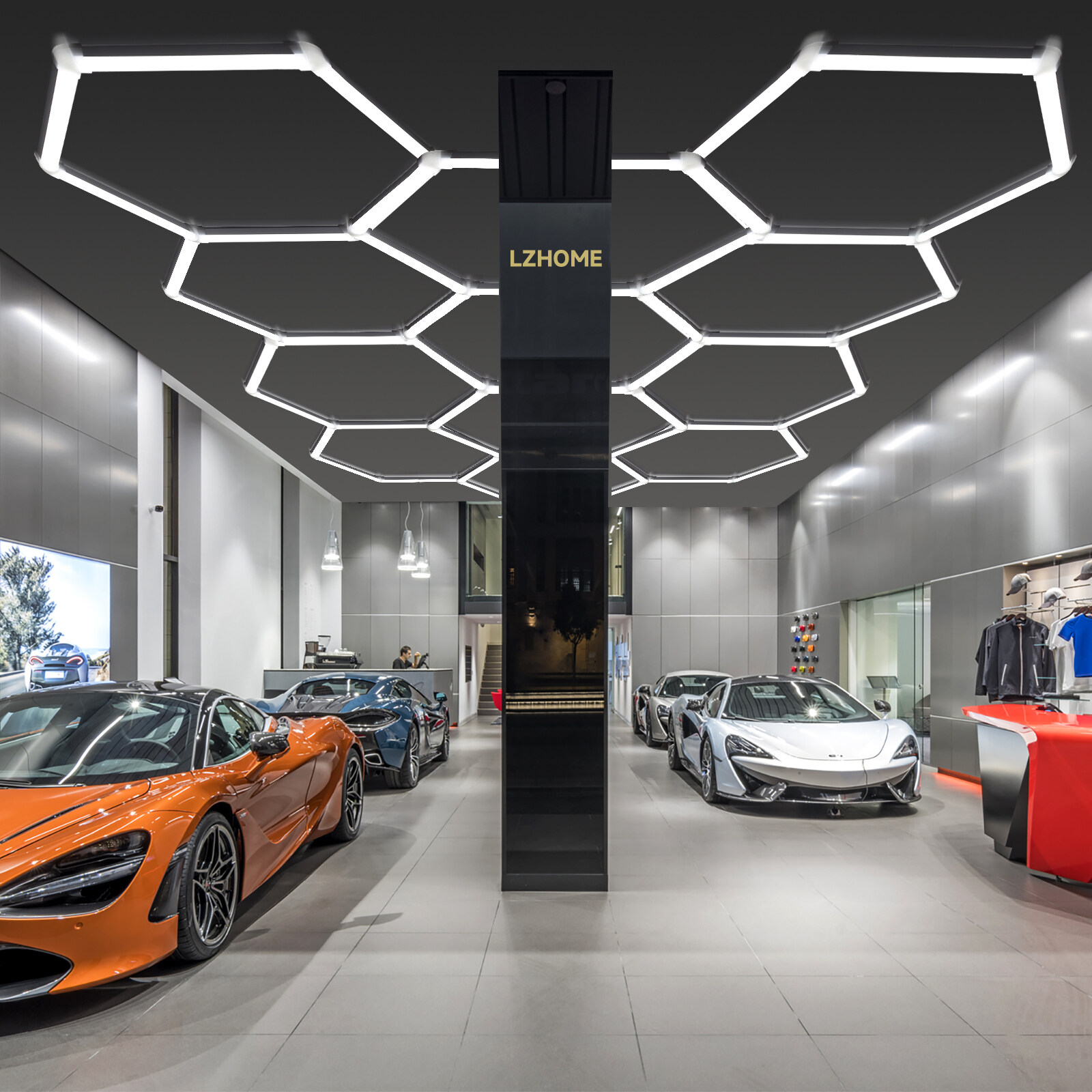 Updated Hexagon Garage Light: 720W 79200LM Super Bright Hexagon Garage LED Light, 75 Packs LED Light Car Detailing Ceiling Shop Lights for Workshop Warehouse Basement Gym Barbershop Salon Commercia