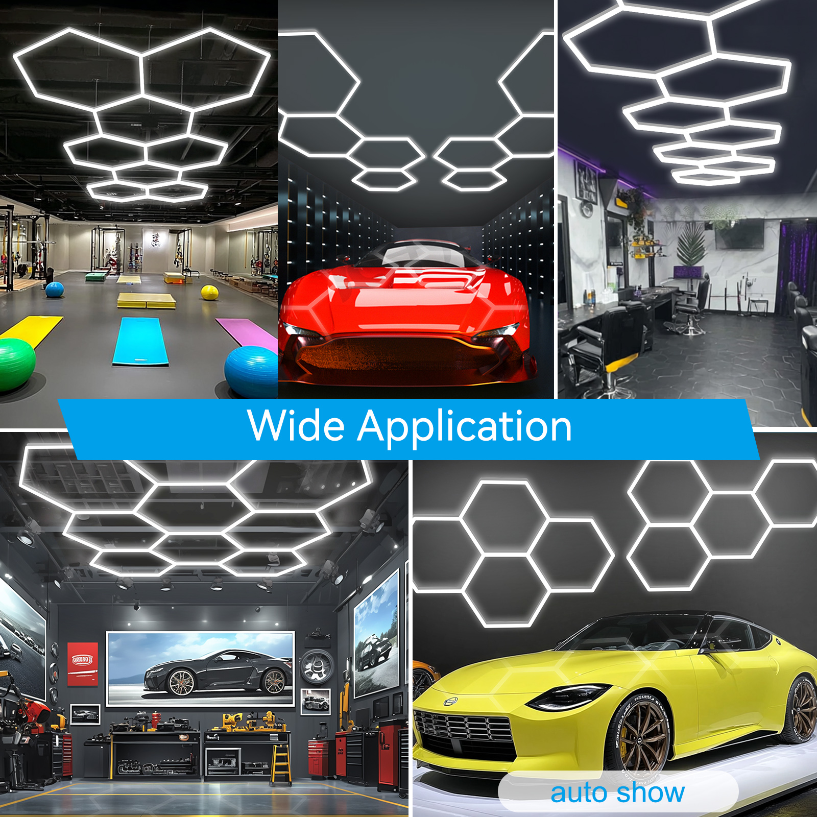 LZHOME Hexagon LED Garage Light: Super Bright 40000LM Honeycomb Garage Light, 8 Hex DIY Hexagon Led Lights for Gym Basement Hair Salon 
