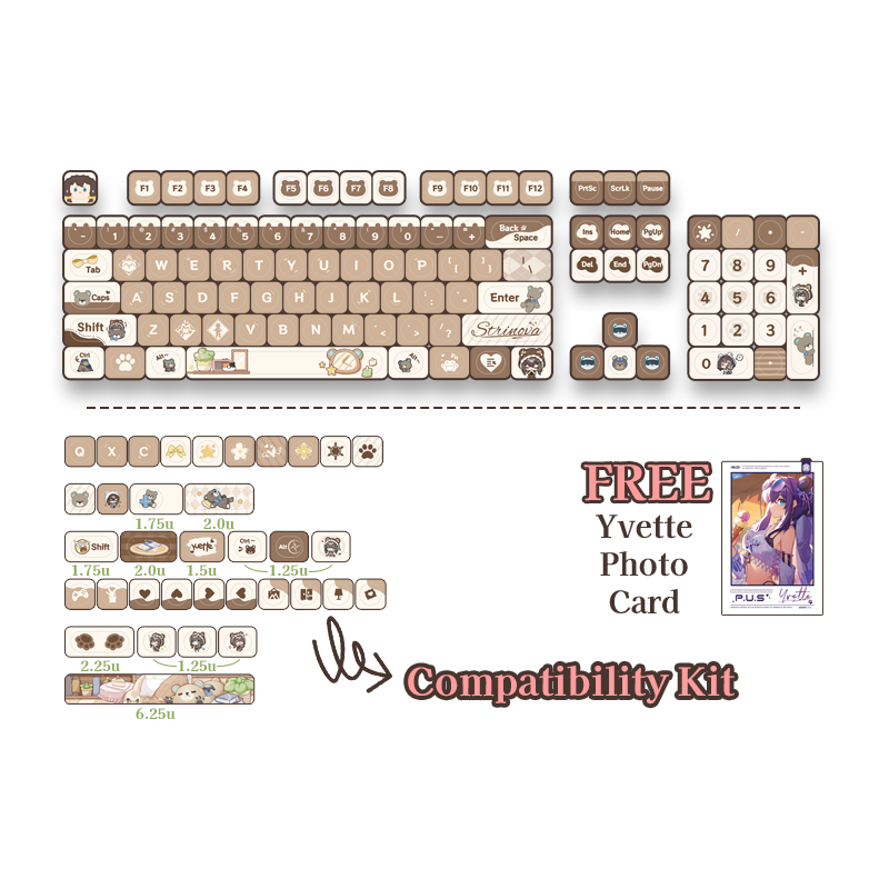 HARMOD&Strinova Yvette themed keycap set, 139 keycaps, PBT material customized mechanical keyboard keycaps, compatible with most mechanical keyboards, 65%, 75%, 80%, 95%, 100% , 62/50/48 keys other layouts (Compatible with all switchesfeaturing a cross stem)