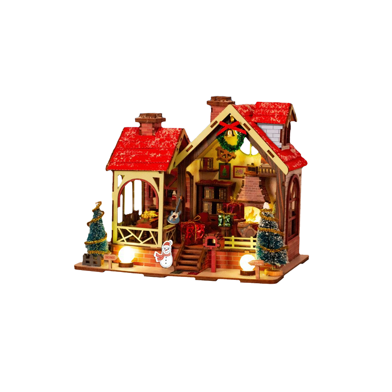 Christmas House Wooden Assembly Blocks DIY 3D Puzzle