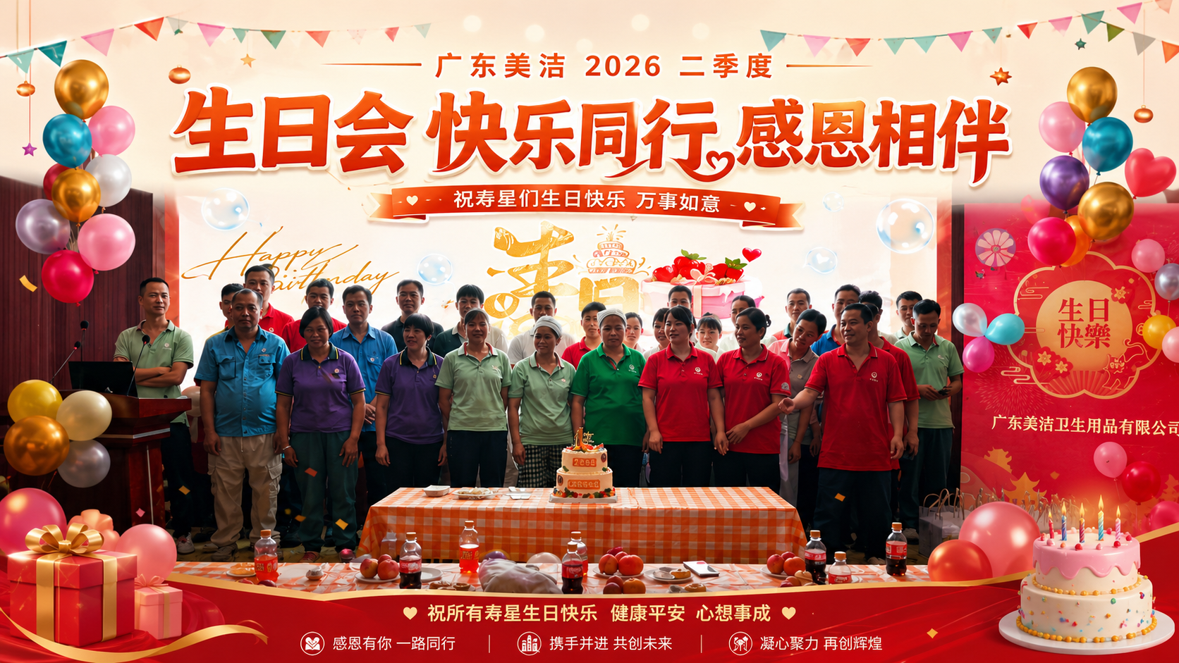 广东美洁卫生用品有限公司2026年第二季度员工生日会温馨举行