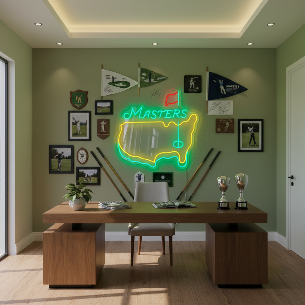 Golf Masters Neon Light – LED Neon Sign for Home Bar, Golf Lounge, Man Cave, or Sports Room Decor Wall Art