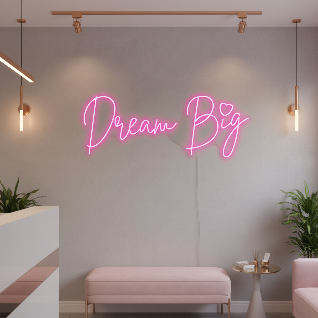 Dream Big LED Neon Sign: Inspirational Wall Decor 