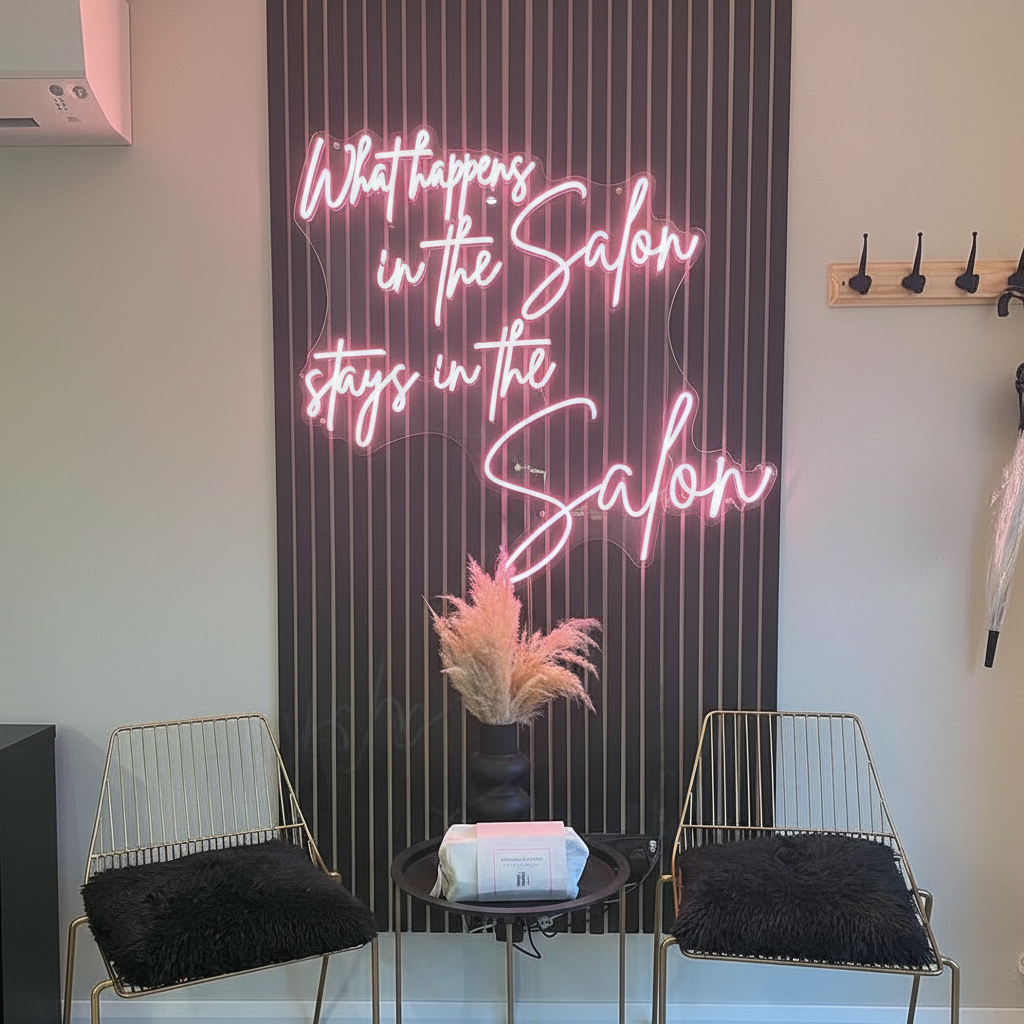 What happens in the salon stays in the salon Neon Sign, Salon Beauty Room Neon Sign