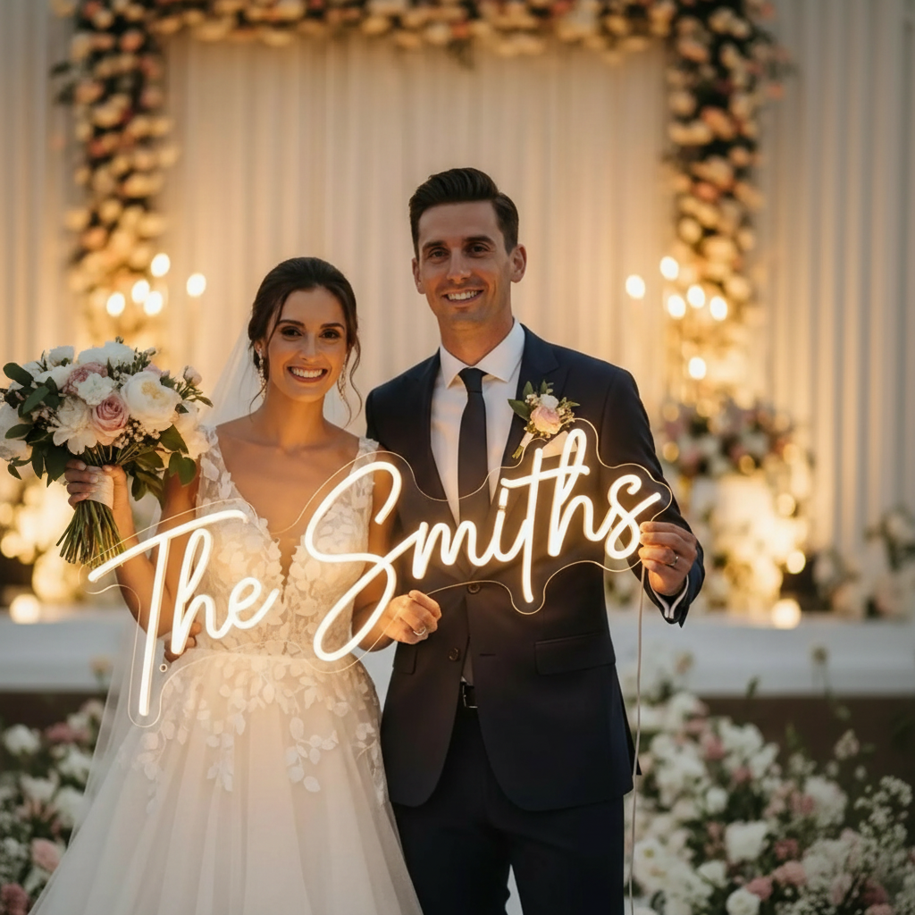 Custom Family Last Name LED Neon Sign: Personalised Wedding Sign