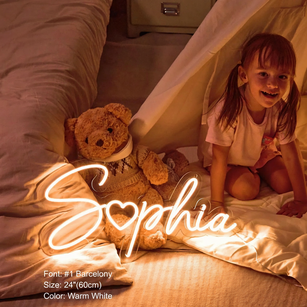 Custom Kids Name Neon Sign, Bedroom Decor, Battery operated Neon Sign, Wall Decor, Christmas Gifts