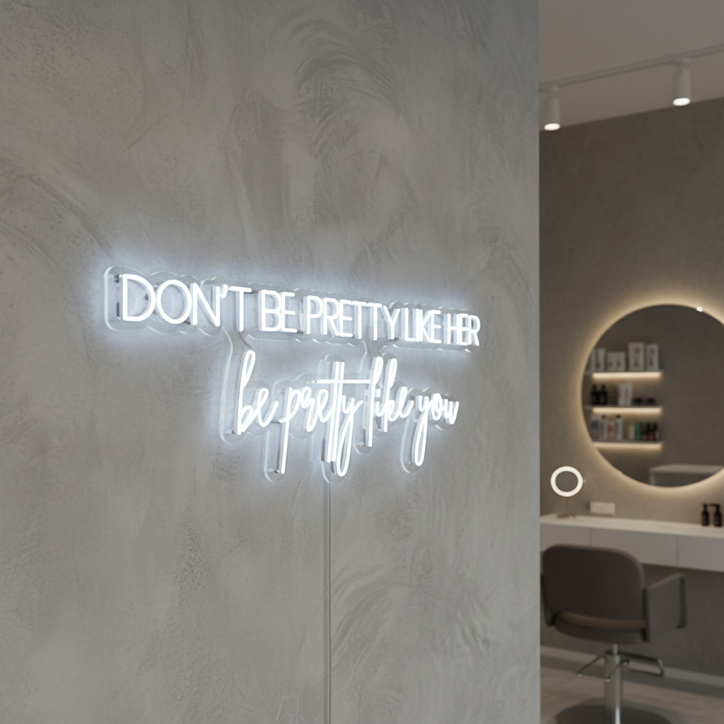 Don’t be pretty like her, be pretty like you, Custom Beauty Studio Glow Up Sign,Beauty Salon Decor