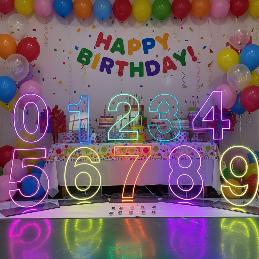 Custom Number LED Neon Sign: Birthday Party Decor