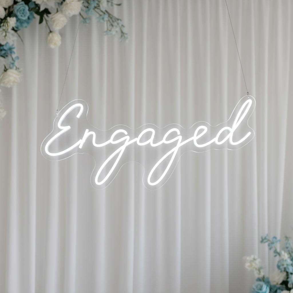 Engaged Neon Sign | Bridal Shower, Engagement Party Decor