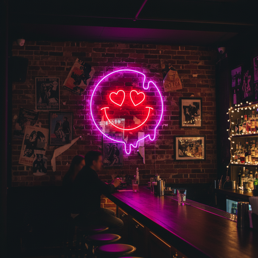 Melting Smiley Face Neon Sign: LED Wall Decor