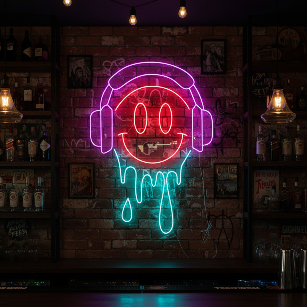 Melting Smiley Face Neon Sign,Bar Neon Signs Decor