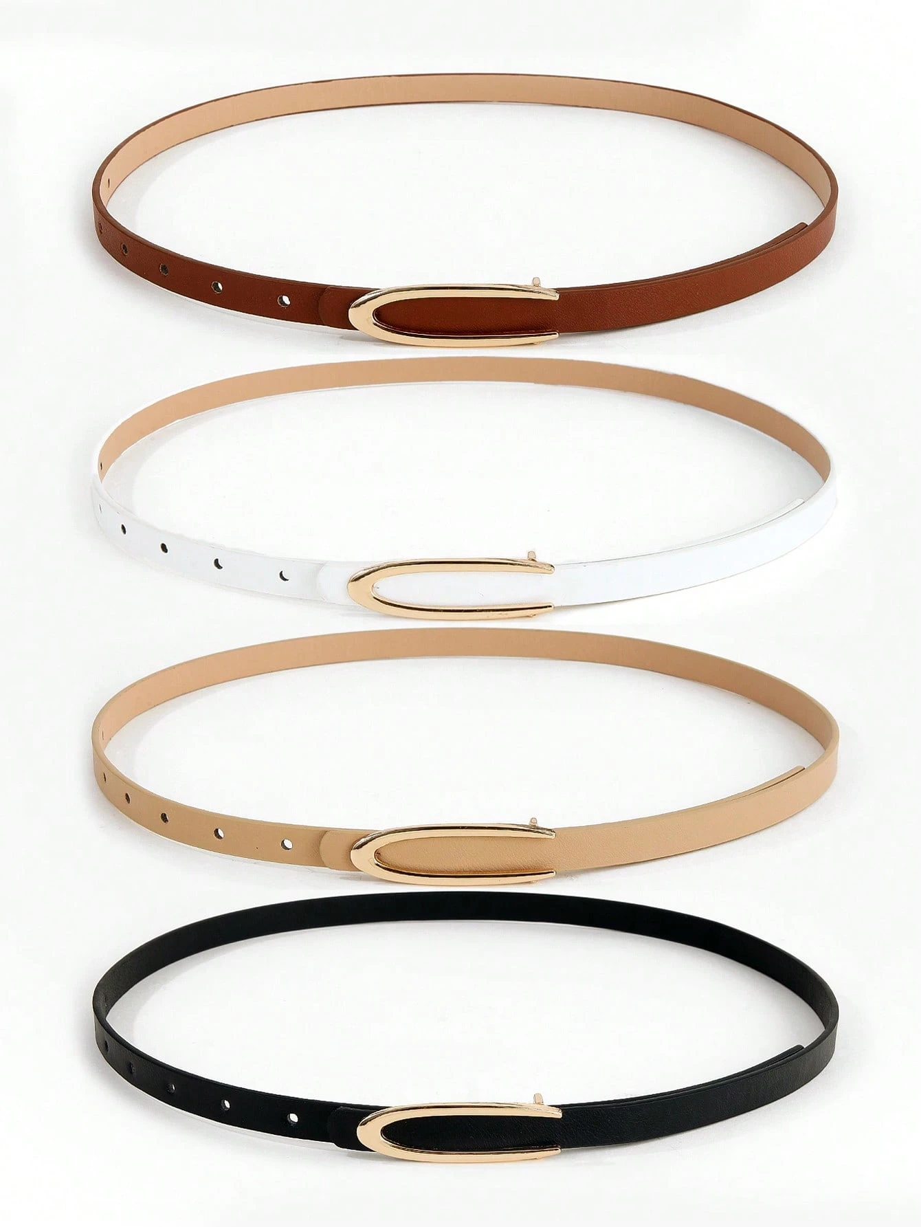 1/2/3/4pcs Minimalist U-Shape Buckle Women's Thin Waist Belt, Elegant High-End Design For Dresses, Versatile For Casual, Work, Gift Summer, School Fall, Autumn, Halloween