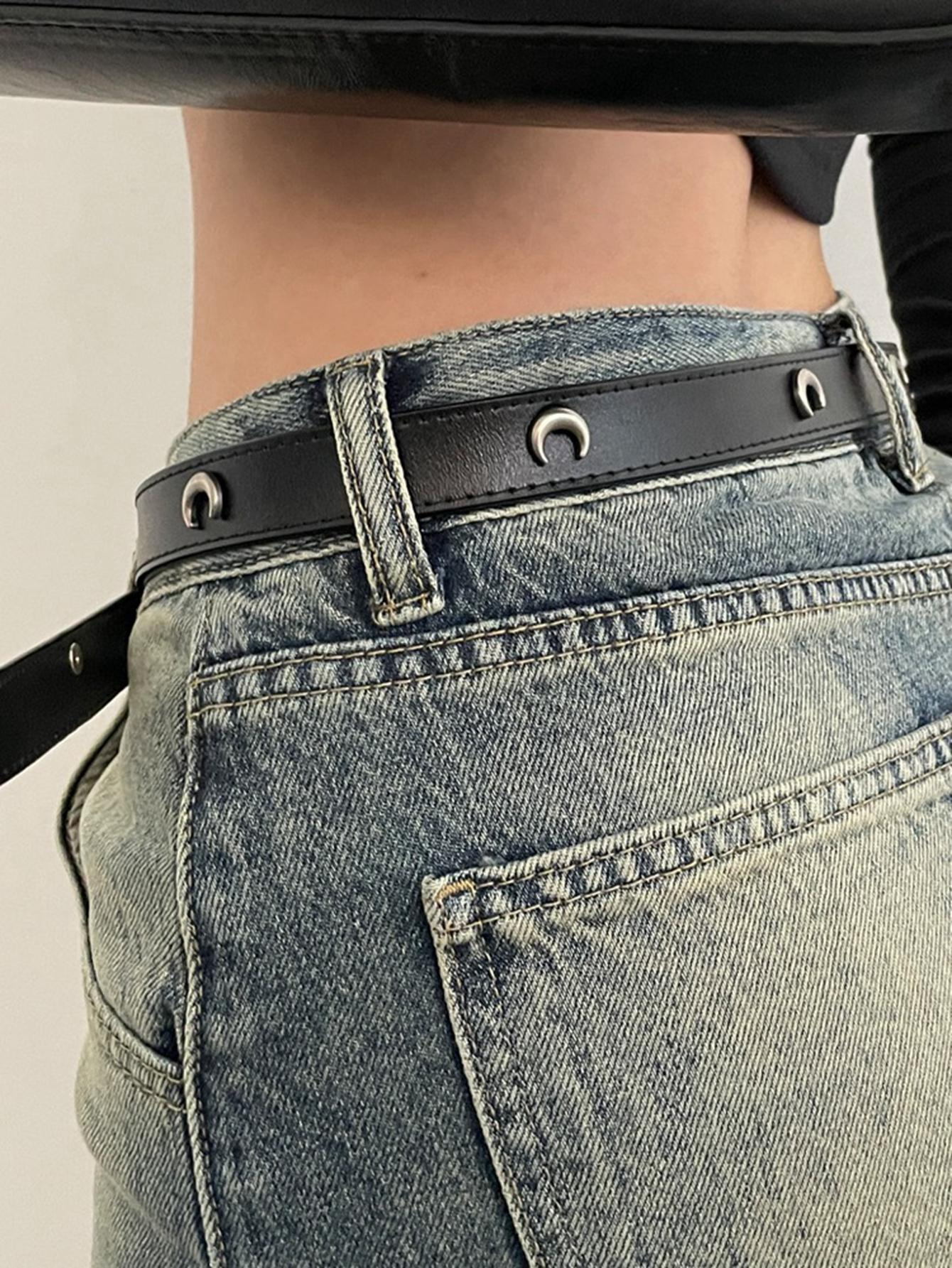 1pc Women Steampunk Moon & Oval Buckle Decor Fashion Belt For Daily Decoration For Coats And Dresses Summer, School Fall, Autumn, Halloween