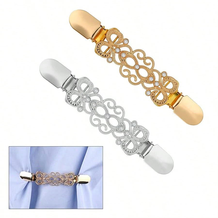 2 Pieces Sweater Clips Belt Clips Vintage Dress Clips Back Drawstring Shawl Cardigan Tie Clips Tighten Dress Pants Waist Cincher, Metal