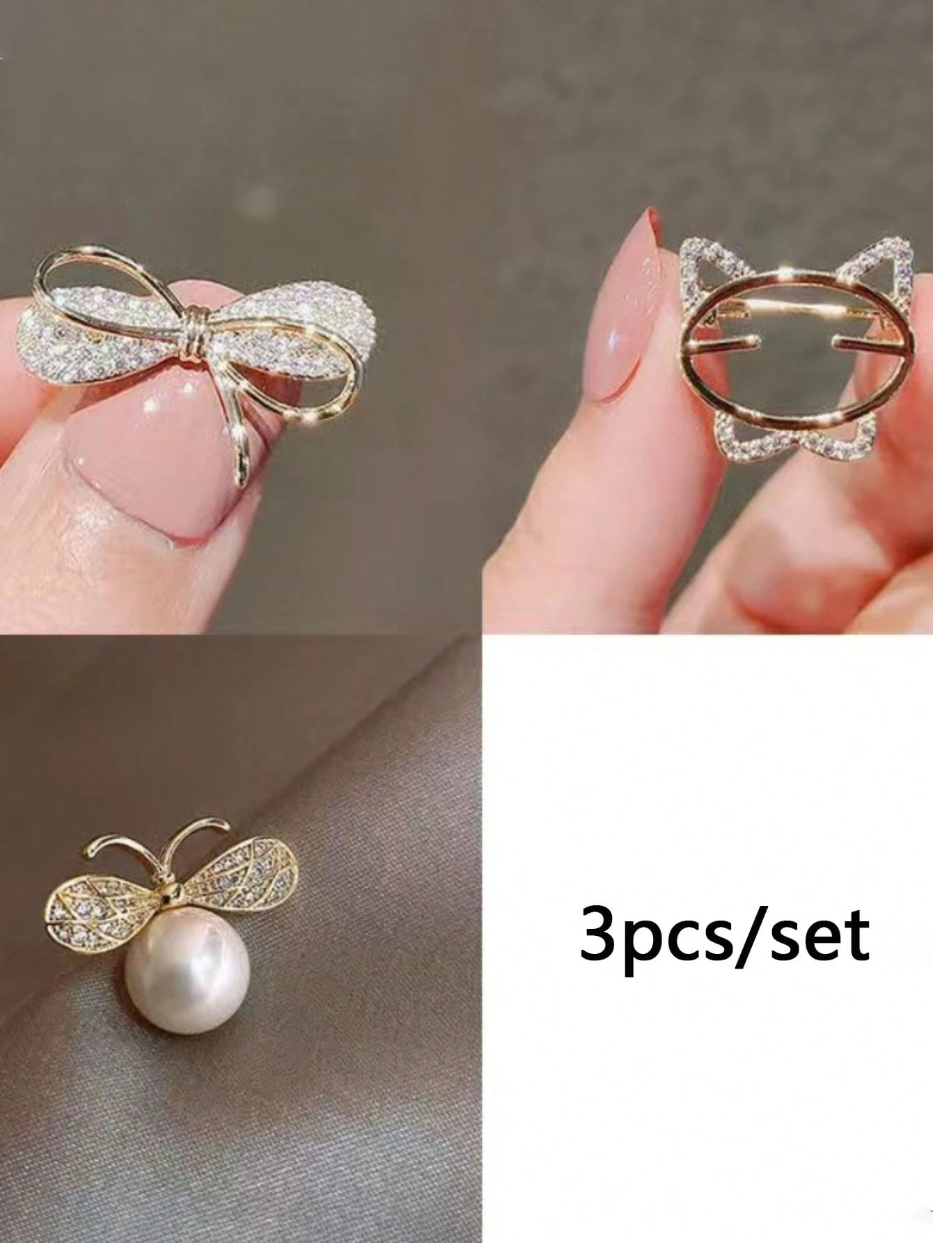 3pcs/Set Anti-Skid Buckle Brooch For Women, Clothes Fixing Tool With Rhinestone Butterfly And Fine Waist Shaping Pin Valentine's Day Valentines