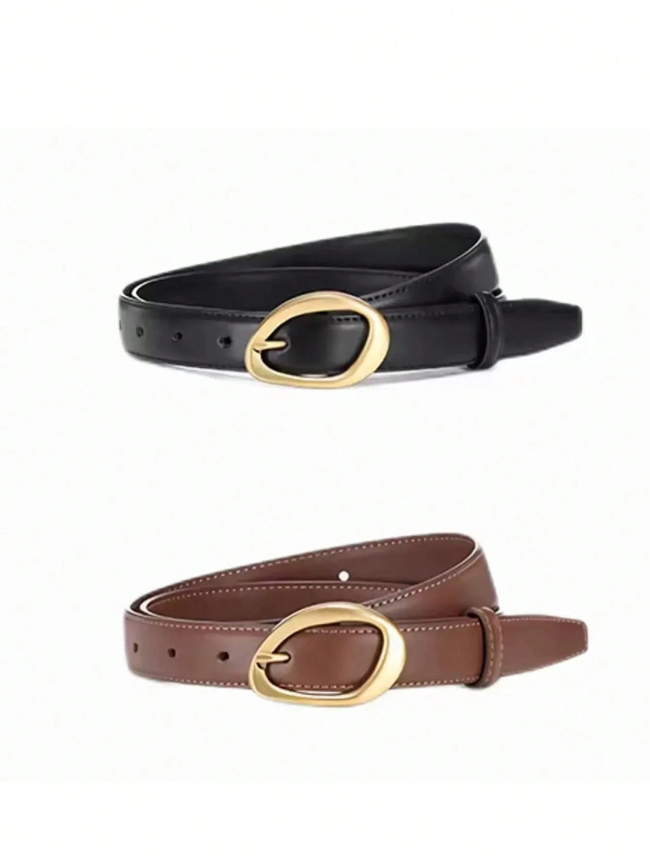 2pcs Gold Buckle Women's Belt, Elegant And Fashionable Belt For Women, Suitable For Jeans, Casual Pants, Dresses Fall, Autumn, Halloween