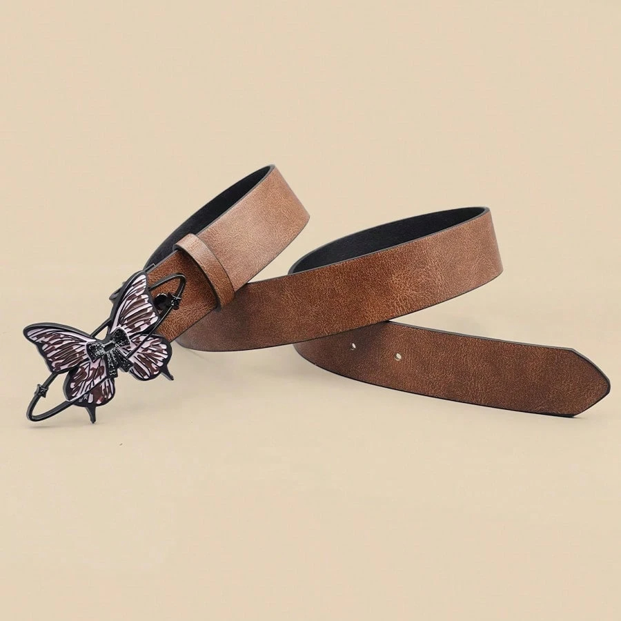 1pc Women's Embossed Western Cowgirl Style PU Belt, Fashionable Suitable For Daily Wear Fall, Autumn, Halloween