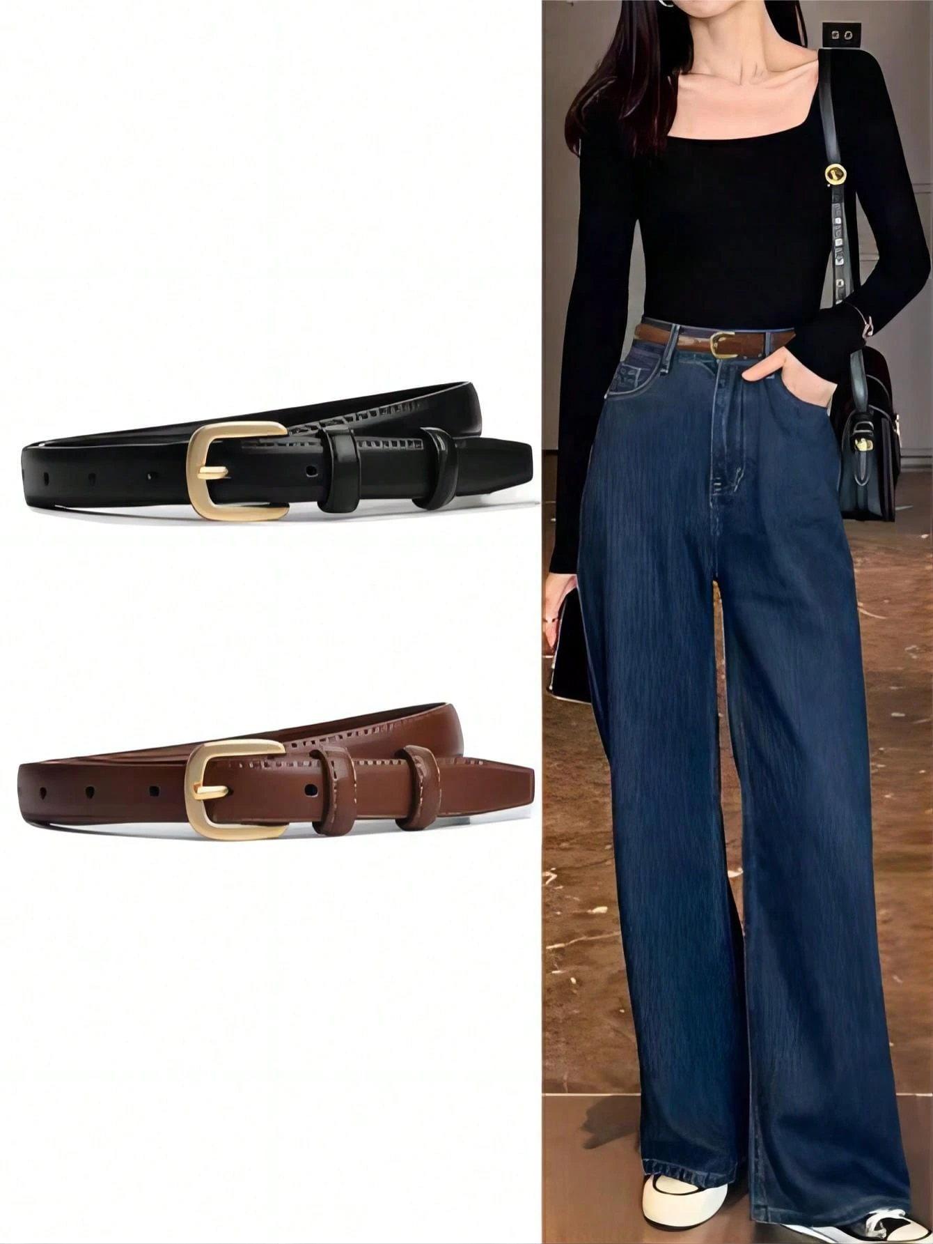 1/2pcs Women's Fashion Belt, Exquisite Needle Buckle Belt, Suitable For Parties, Business Casual, Valentine's Day Gift Options Summer, School Fall, Autumn, Halloween