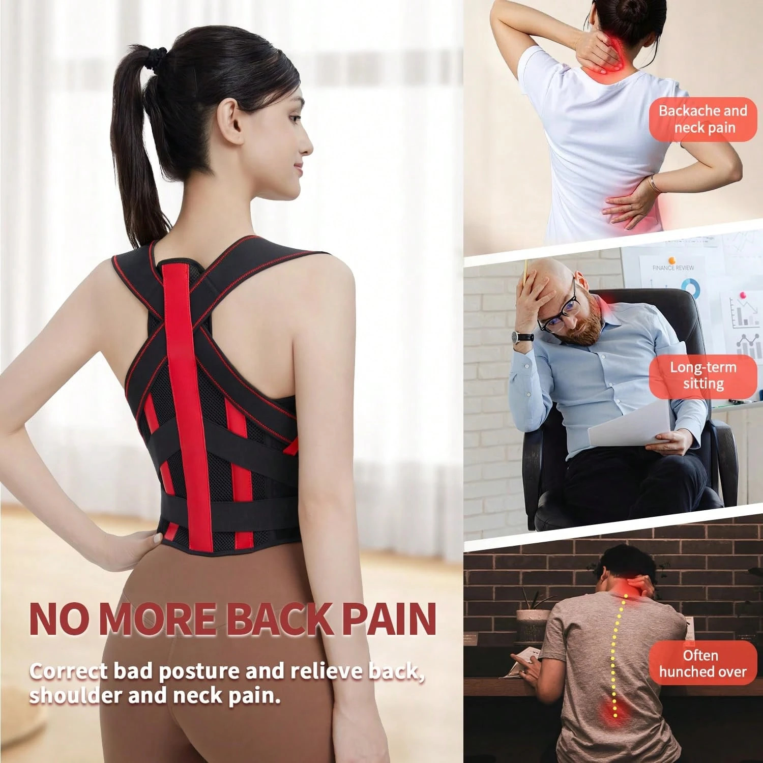 Back Brace Posture Corrector Posture Corrector For Women And Men Upgraded Full Back Brace Support Relief For Upper And Lower Back Lumbar Neck Shoulder Pain Adjustable Elasticity (Large)