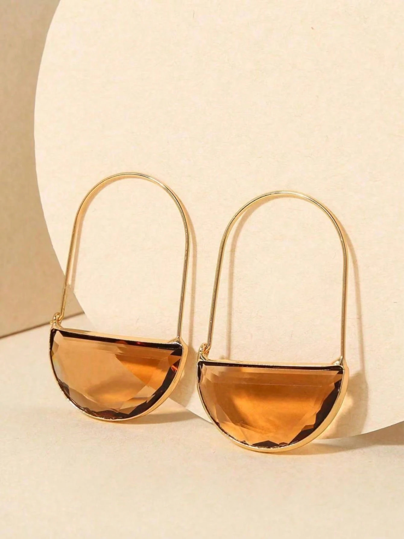 Vintage Elegant Copper Inlaid Glass Earrings