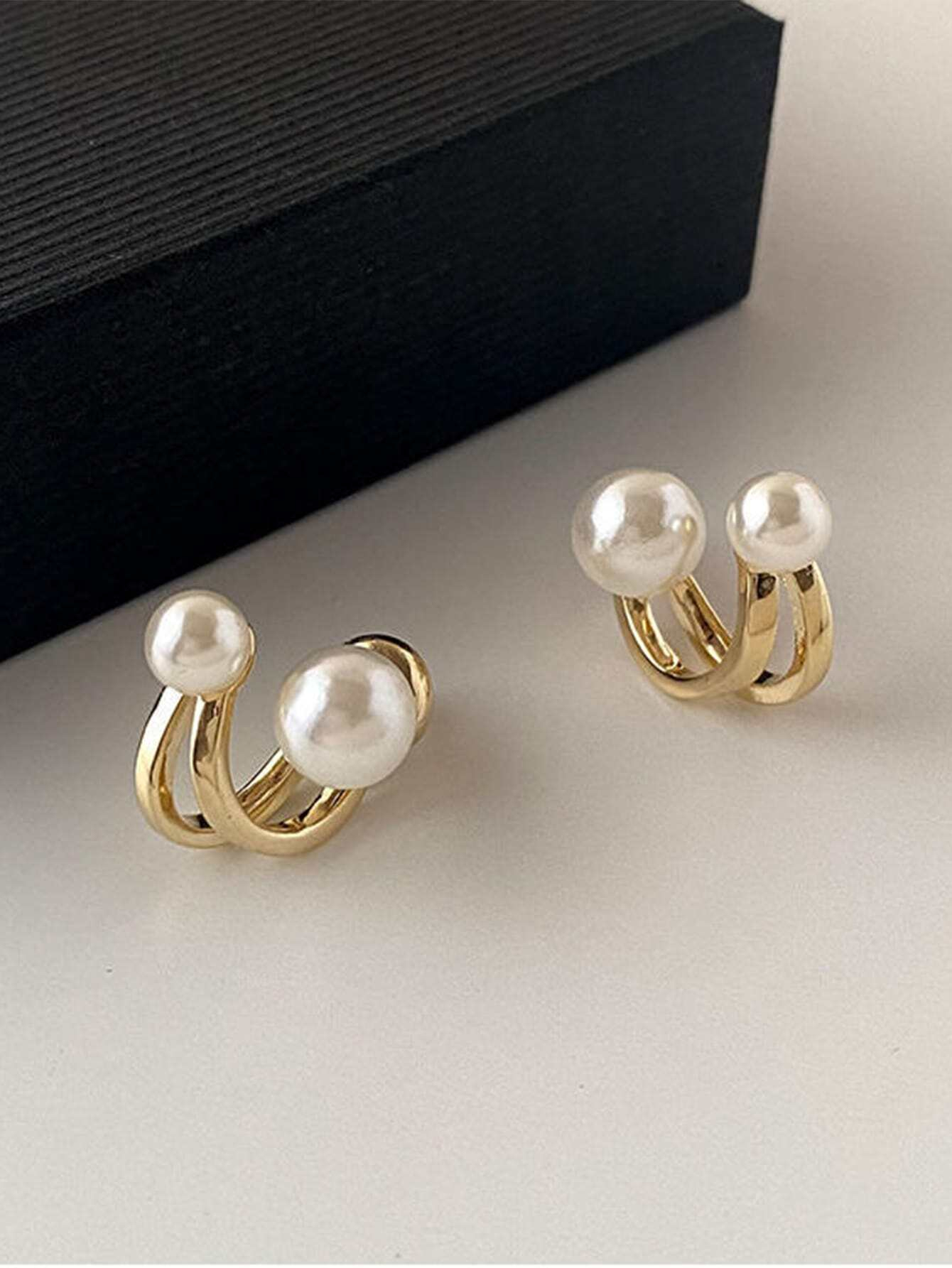 1 Pair Of Korean Elegant Luxury Pearl French Design Chic Stud Earrings, Suitable For Daily Wear