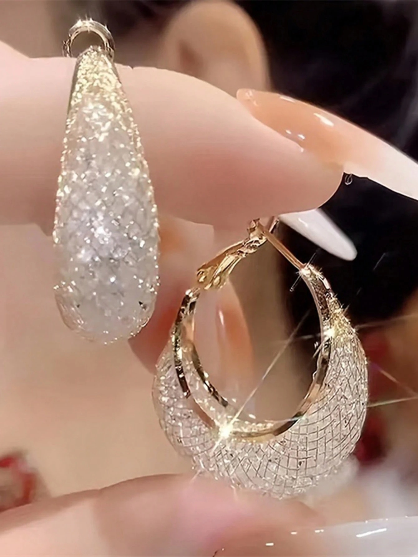 1 Pair Luxury Round Hoop Earrings, Fashion Jewelry Gift For Women, Birthday Gift, Valentine's Day Gift