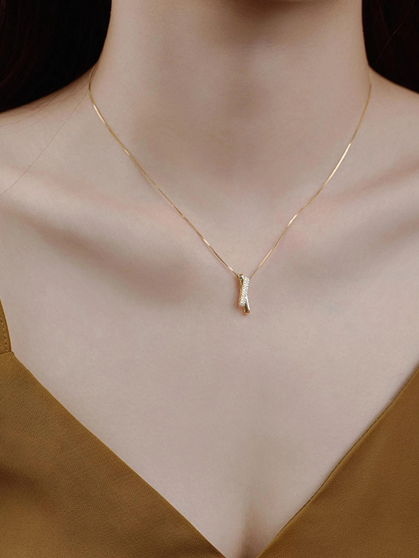 1pc Fashion Cubic Zirconia Geometric Pendant Necklace For Women For Daily Decoration