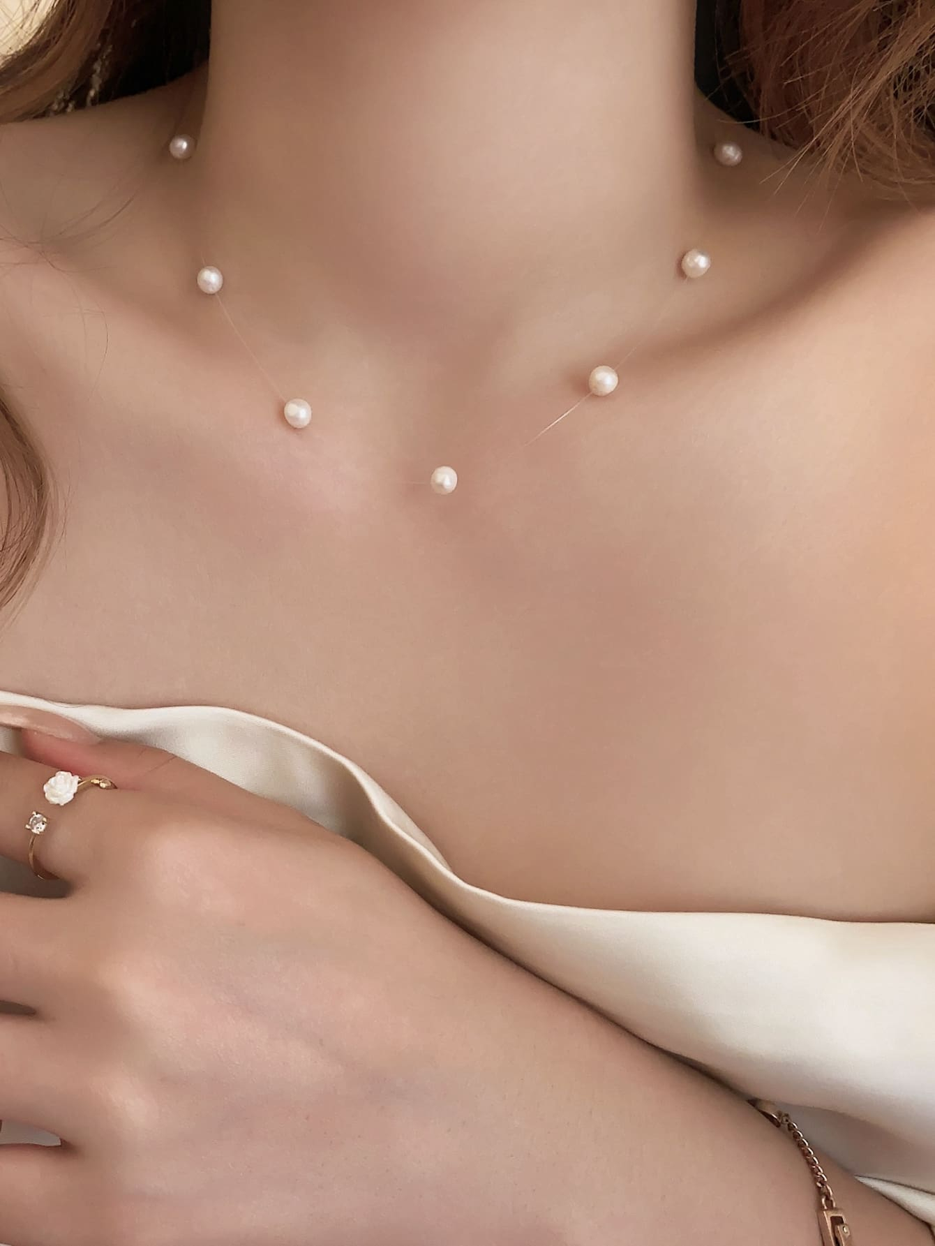 1pc Beige Faux Pearl Necklace, French Elegant Lady Commute & Date Choker, Casual Vacation Neck Chain Accessory