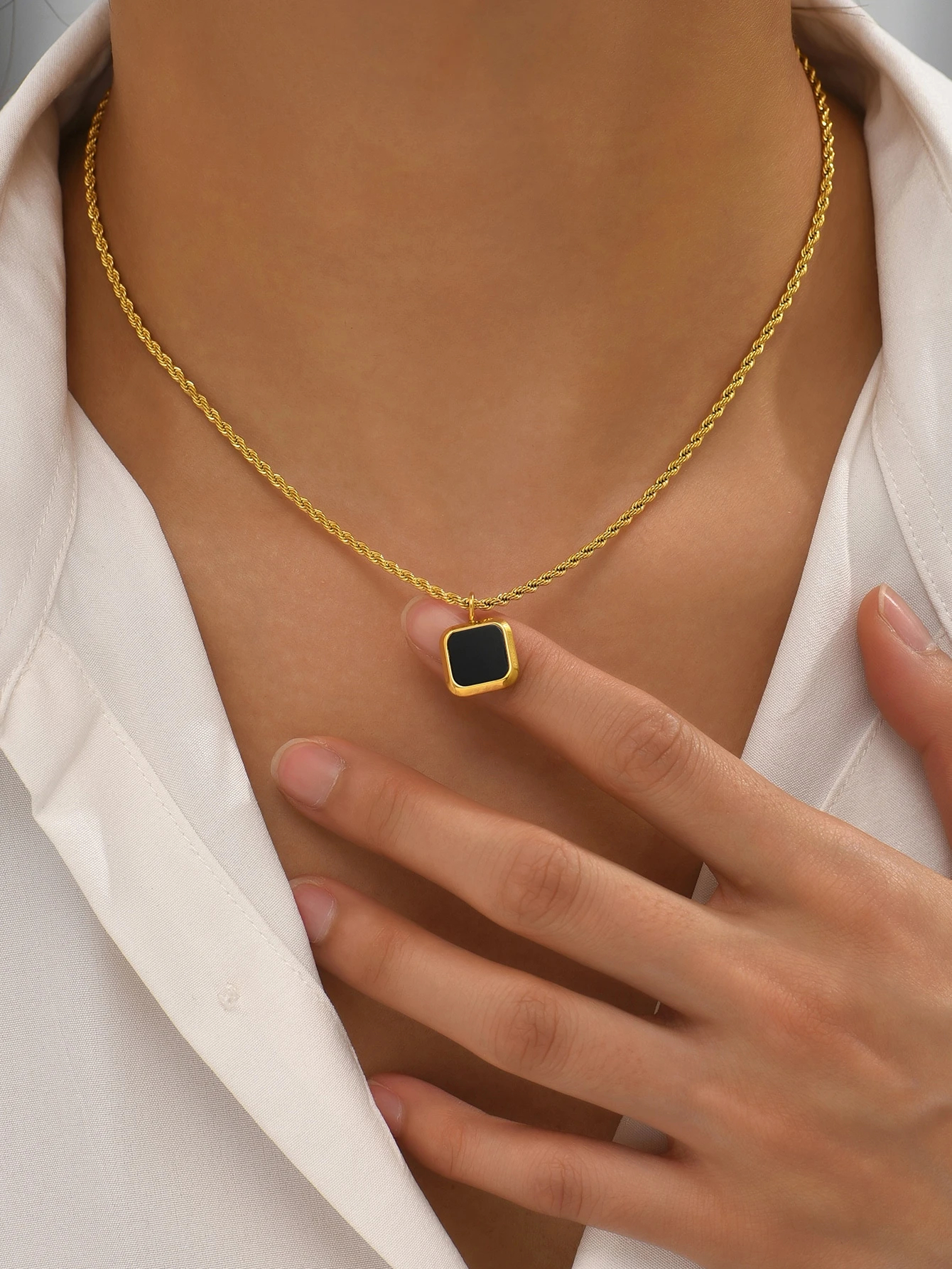 1pc 18K Gold Plated Stainless Steel Woven Choker Necklace, Suitable For Daily Wear And Holiday Gift