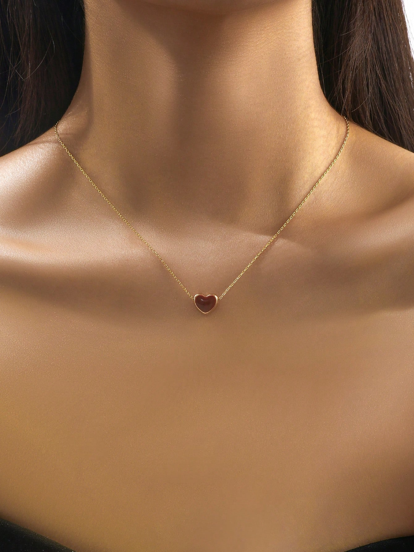 1pc Heart-Shaped Delicate Necklace, Collarbone Chain, Elegant Design For Daily Wear, Great Gift For Friends