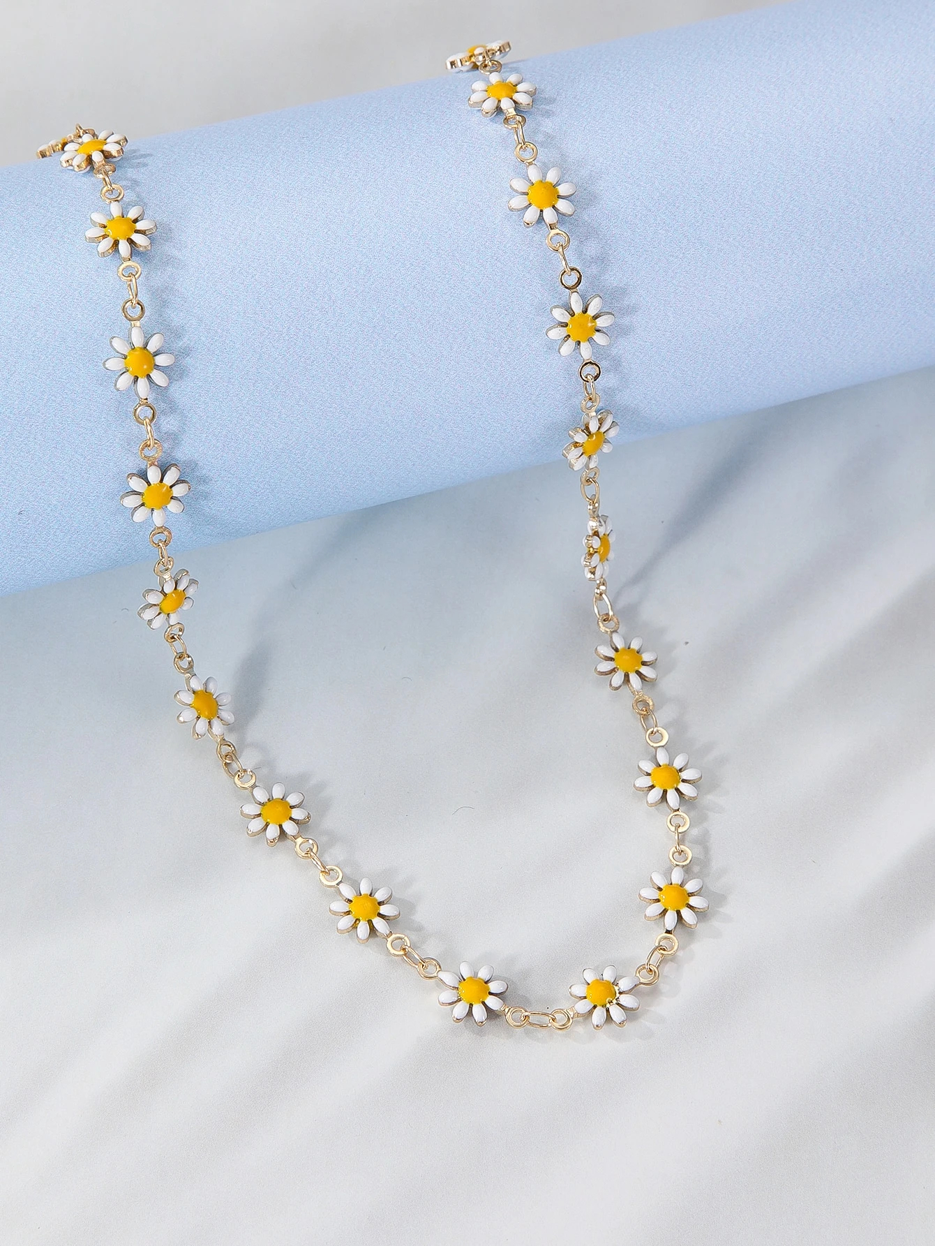 1pc Fashionable Summer Floral Drop Oil Chain Necklace