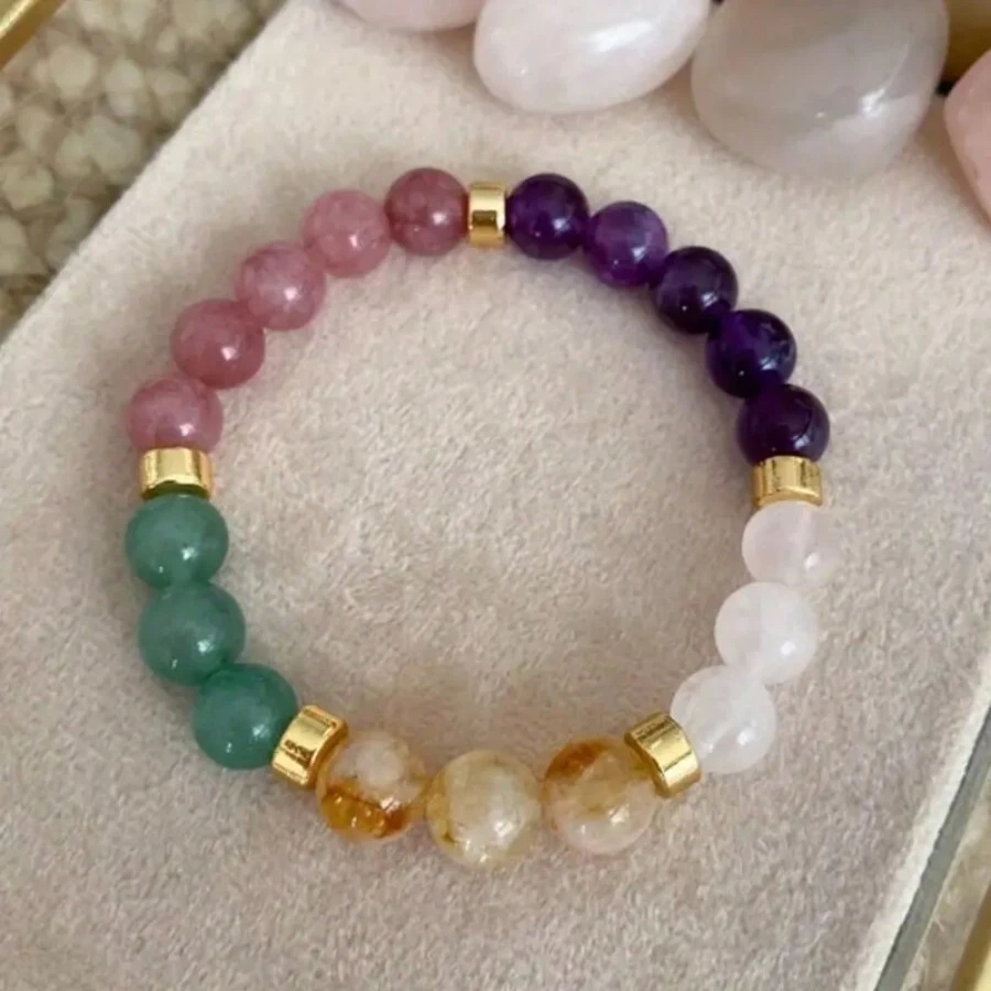Good Luck Bracelets For Women Natural Stone Tiger Eyes Amethyst Beaded Bracelet Cute Elegant Jewelry Gifts For Mom Or Friends