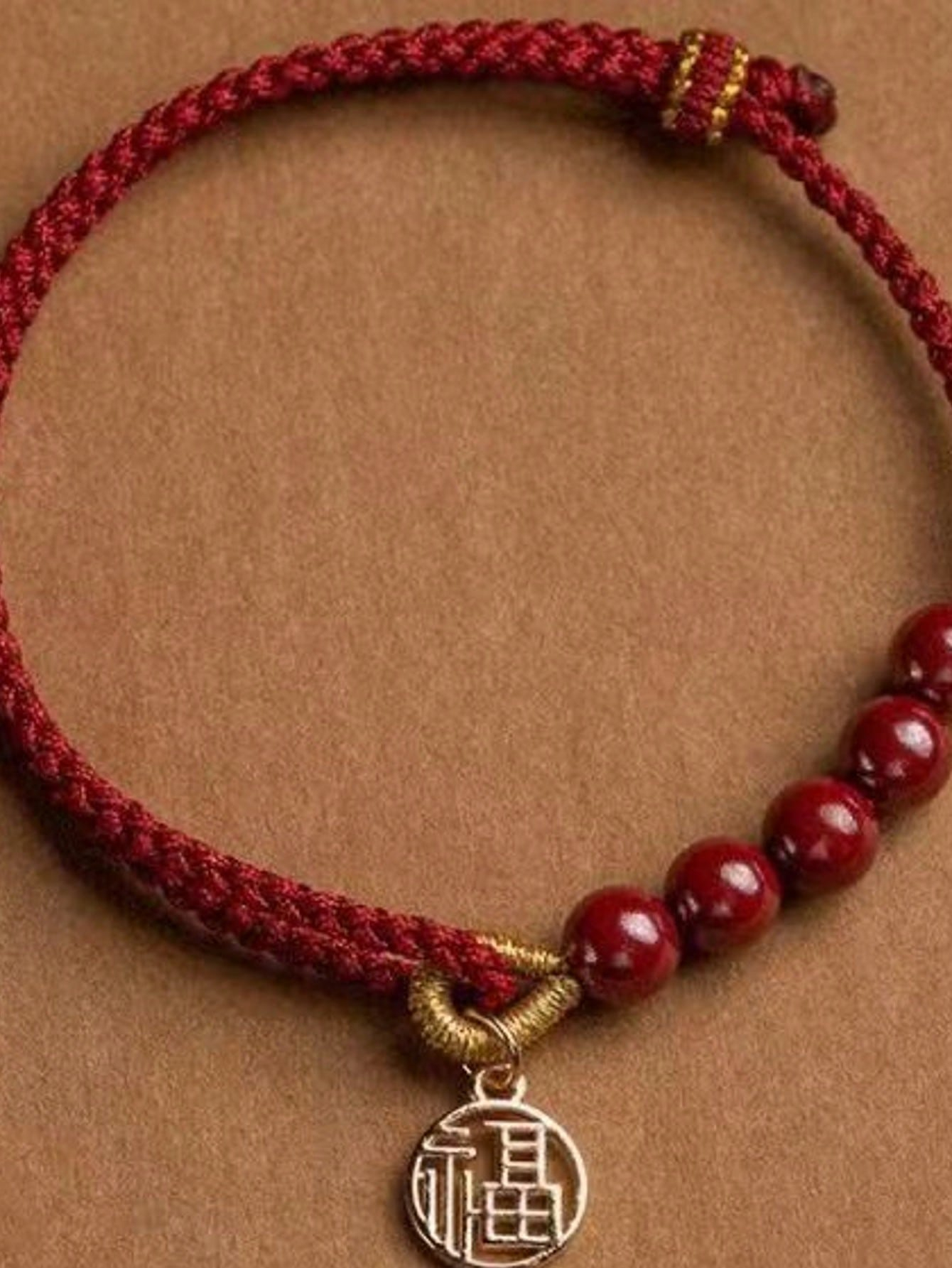 1pc Red Rope Woven Amulet Blessing Bracelet, Lucky Bead Bracelet For Women, Men, Lover, Family, Friends, Suitable For Daily Wear