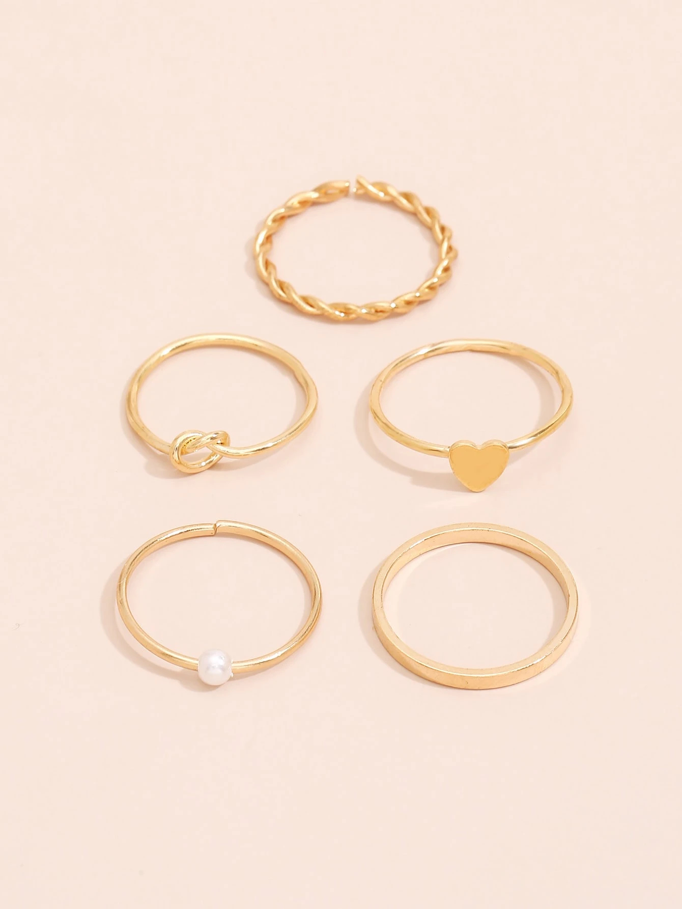 5pcs Heart Decor Ring Valentines