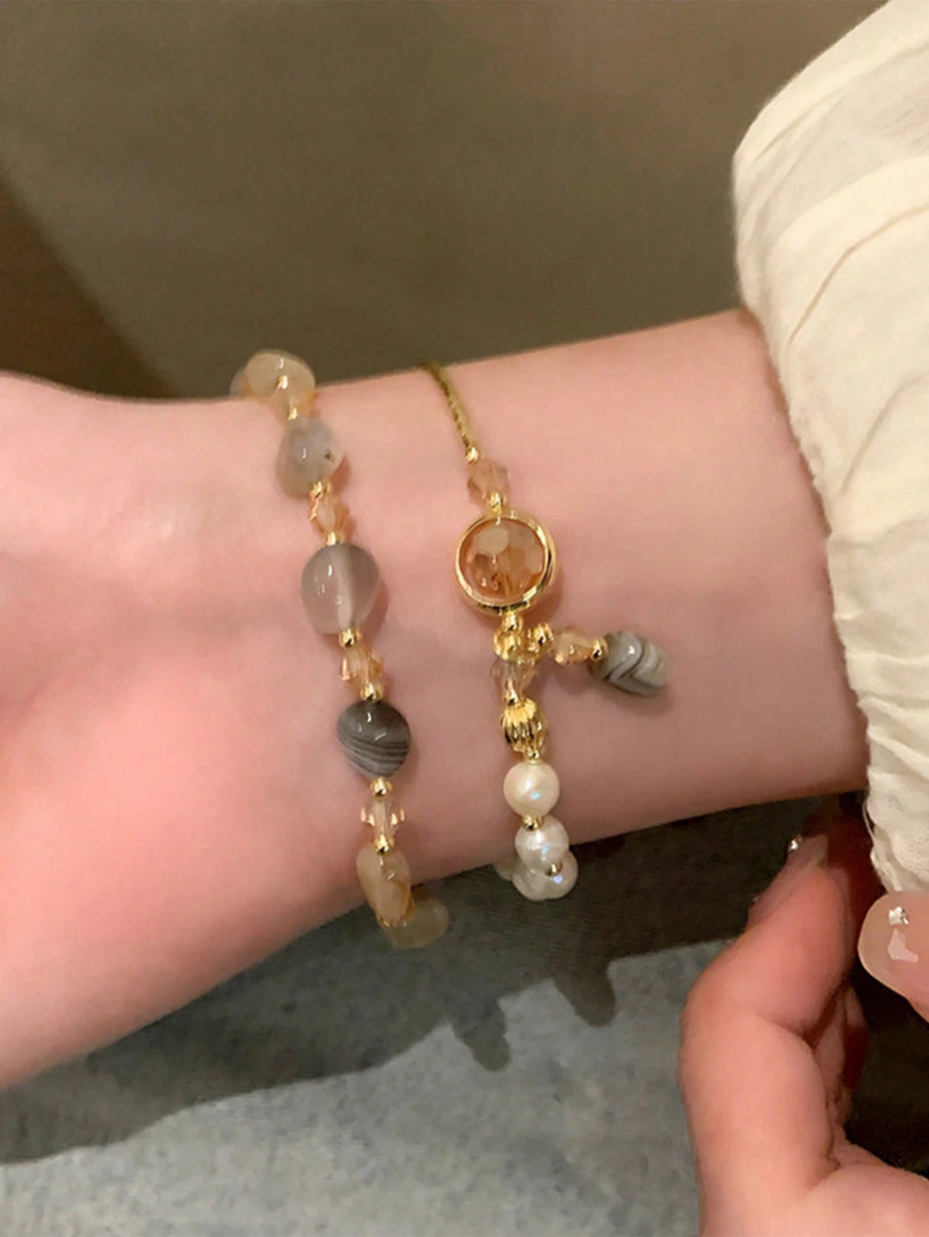 1pc Traditional Chinese Style Faux Pearl & Crystal Bracelet, Elegant Personal Fashion Accessory