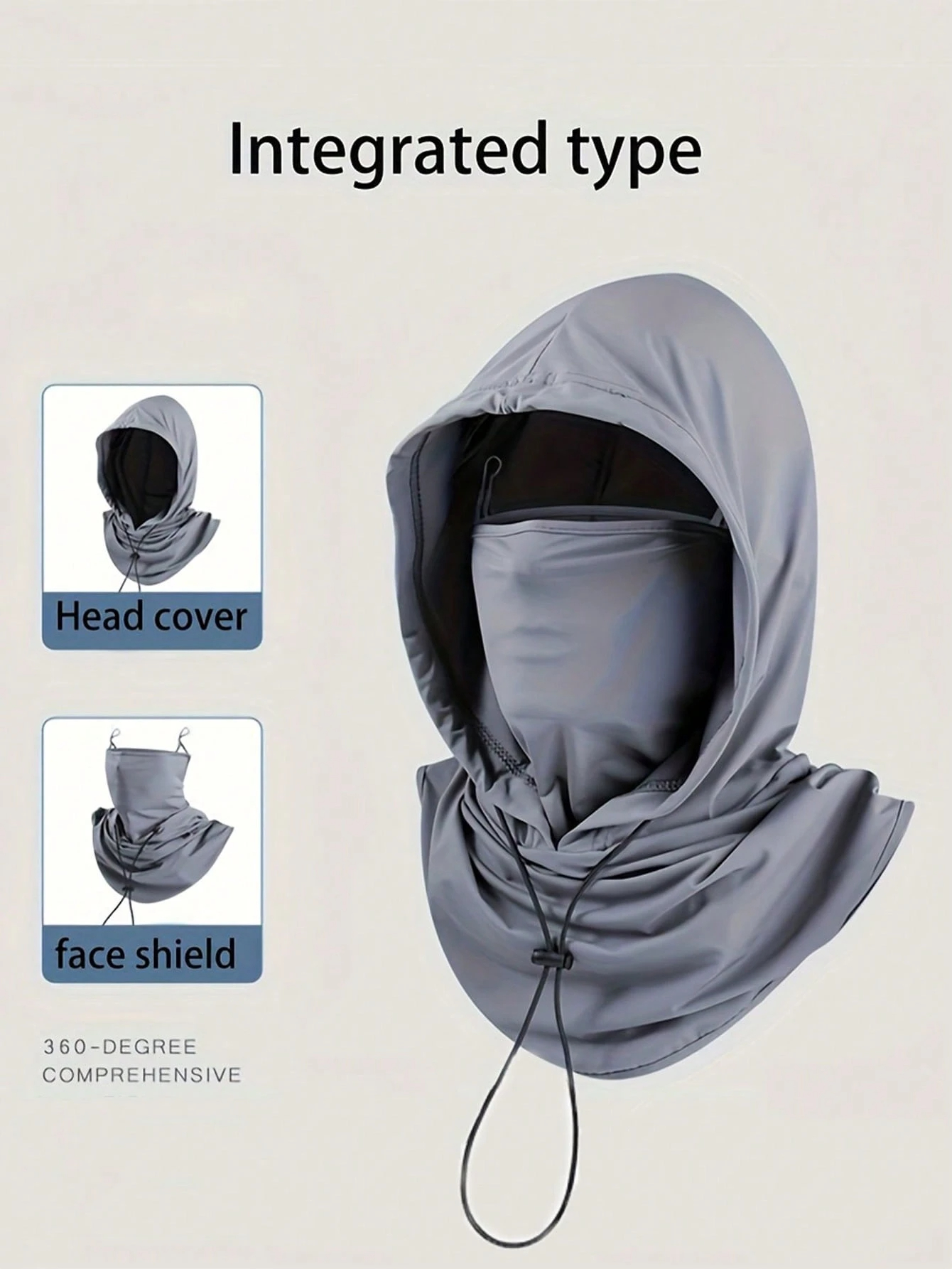 1pc Men's Three-In-One Sun Hat, Ice Silk Sun Shield Balaclava Hat - UV-Resistant Full Face Cover For Cycling - Breathable, Seamless & Adjustable Neck Gaiter Scarf With Drawstring, Outdoor Motorcycle Riding Bicycle Fishing Headgear Hat With Hanging Ears, Sunscreen Face Mask For Men, Cycling Hood For Men, UV Protection, Ice-Feeling Headgear, Sunscreen Mask, Riding Neck Warmer, Face Protector Ski Masks