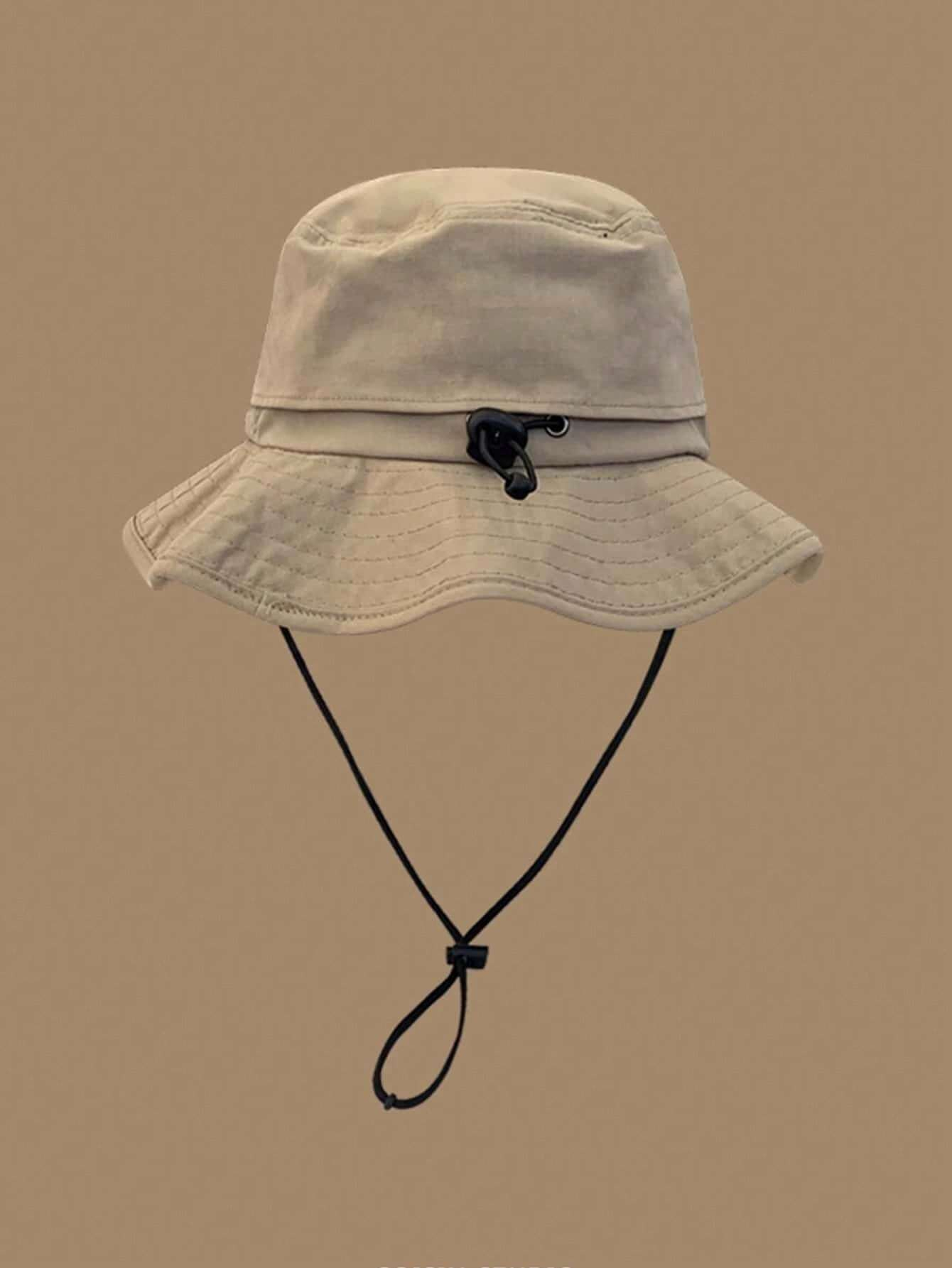 1pc Embroidered Letter Wide Brim Sun Hat, Bucket Hat, Outdoor Travel Bucket Hat For Any SeasonMen's Sun Hat Summer Hat, Suitable For Summer Outdoor Activities Such As Hiking And Fishing