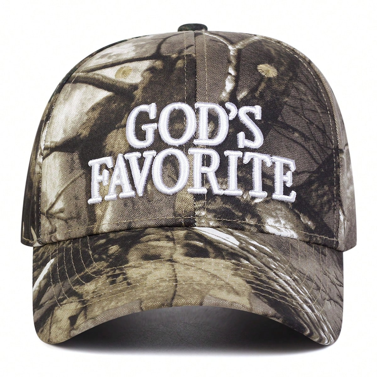 1pc Men's "God's Favorite" Embroidered Baseball Cap, Adjustable Outdoor Camo Sun Hat For Spring, Autumn Travel, Vacation