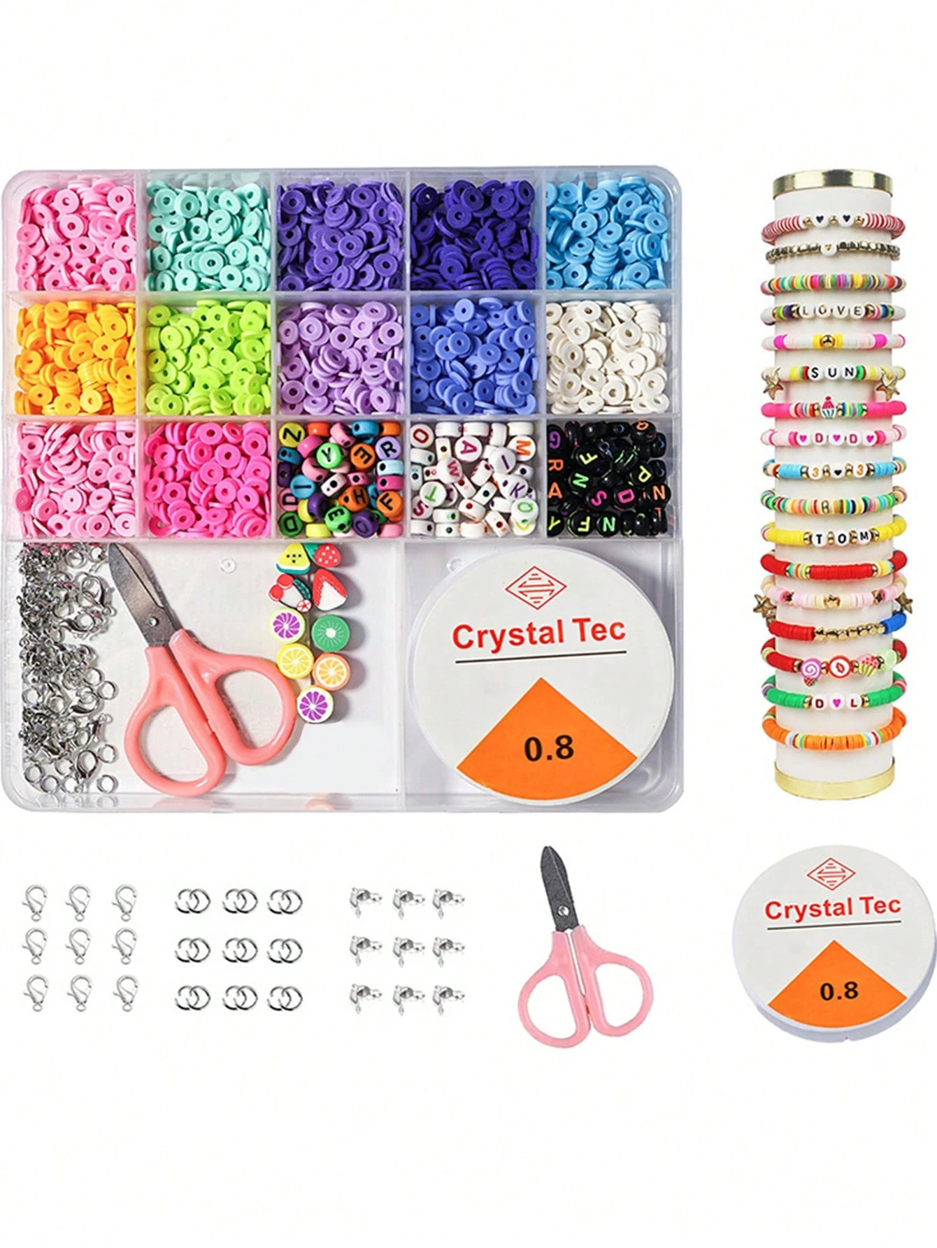 Soft Clay Letter Bead DIY Bracelet Stringing Bead Material, Multi-Size Set For Necklace Bracelet Jewelry Making Craft, Gift For Family Friends Classmates, Holiday Gift