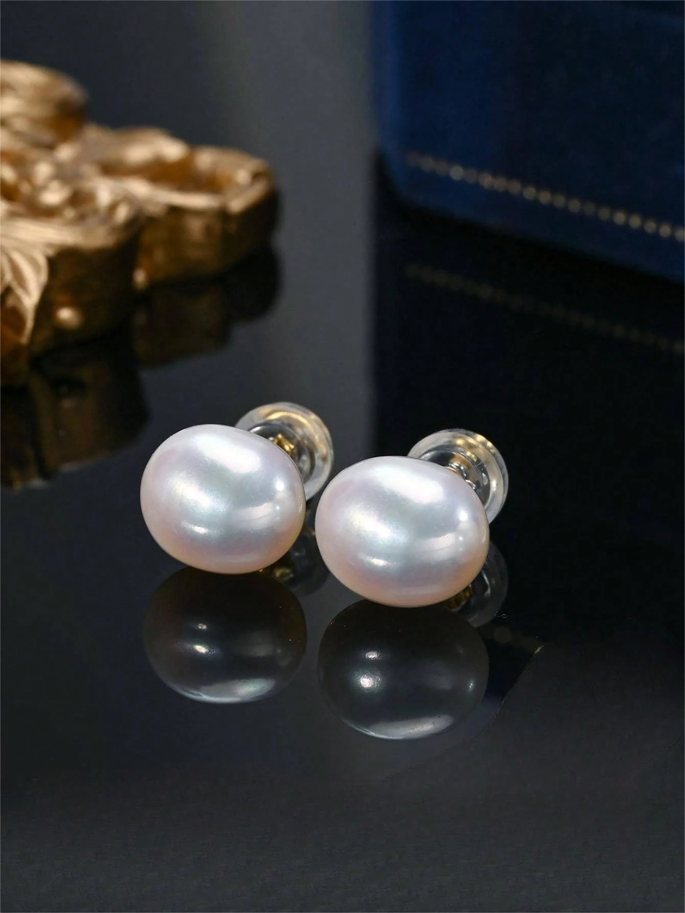 1pair Elegant Faux Pearl Decor Sterling Silver Stud Earrings For Women For Gift Wedding Jewelry Bridal Jewelry Holiday
