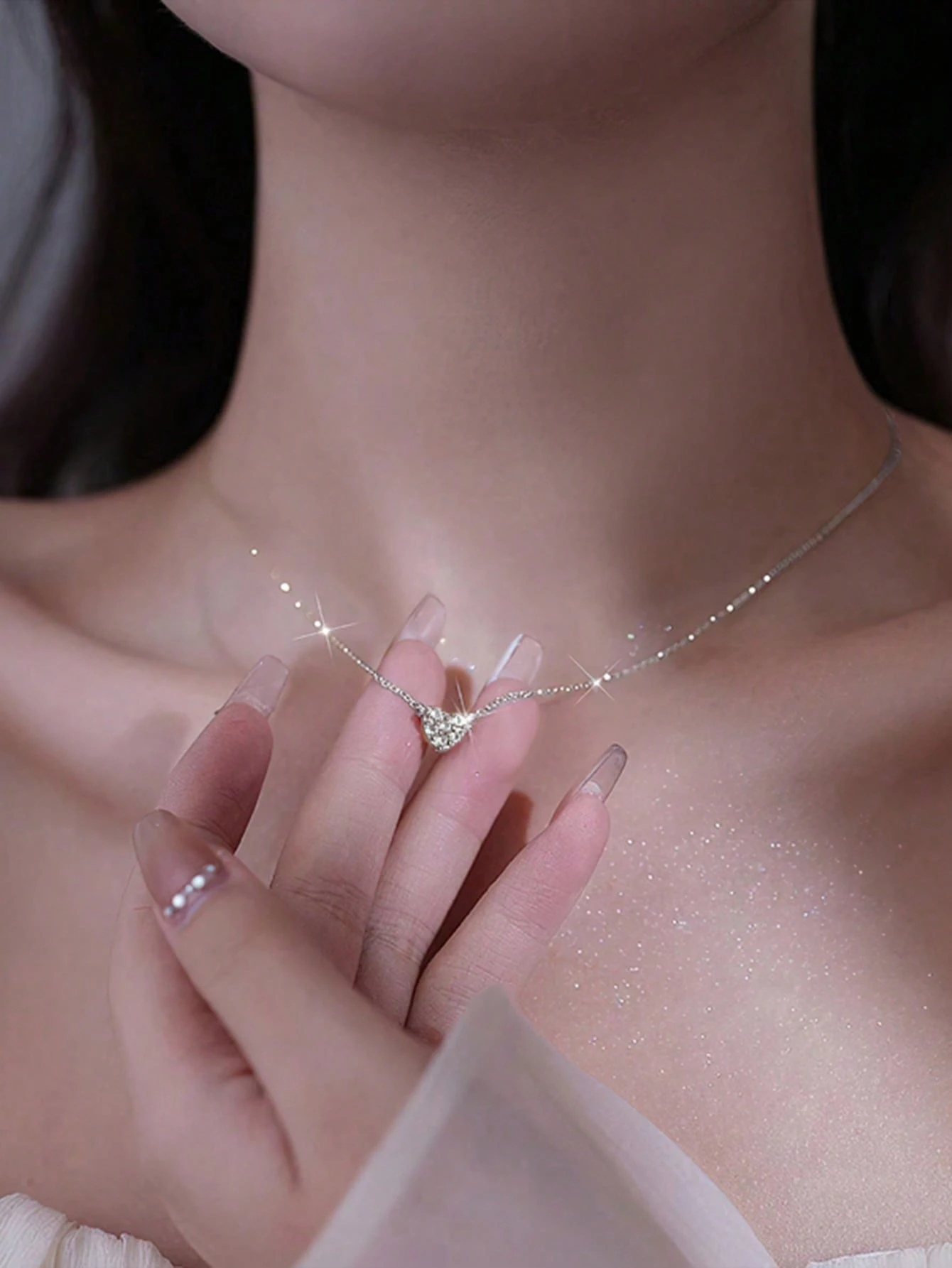 925 Sterling Silver Minimalist Heart Pendant Necklace, Dainty Clavicle Chain Necklace For Women, Suitable For Daily And Festival Wear, Luxury Gift