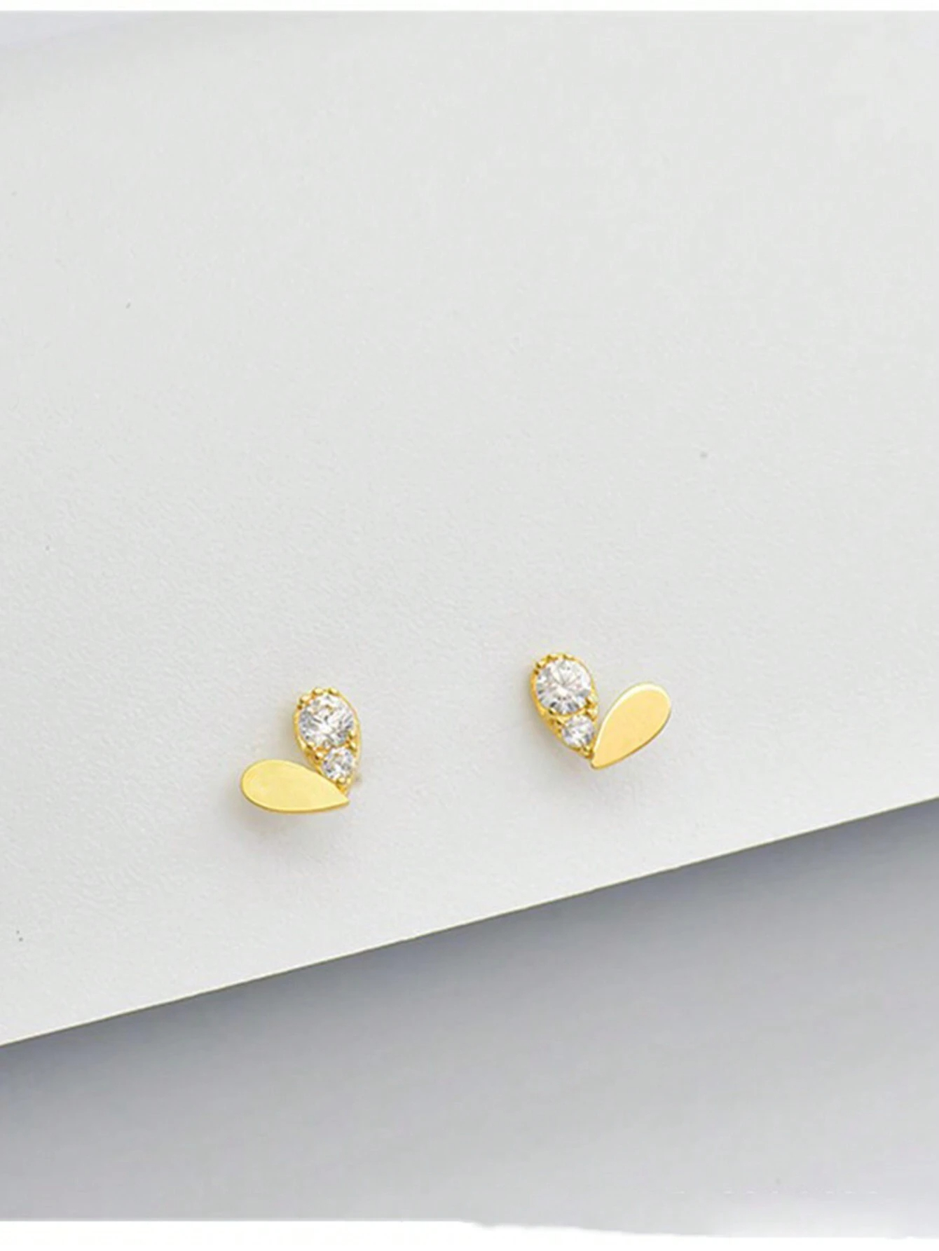 1 Pair Minimalist Chic S925 Sterling Silver Heart-Shaped Cubic Zirconia Stud Earrings, Daily Wear & Gift For Women