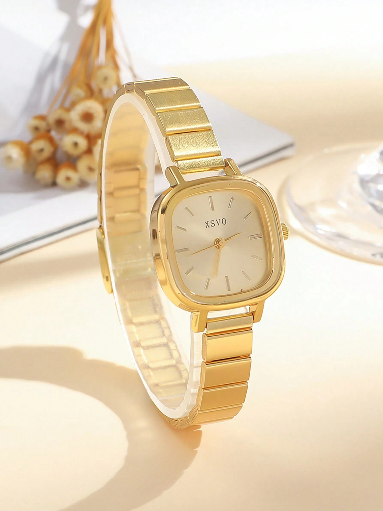 1pc Fashion Elegant Mixed Dial Scale Square Dial Minimalist Bamboo Strap Quartz Watch, Suitable For Daily Matching, Birthday, Anniversary, Halloween And Other Holiday Gifts