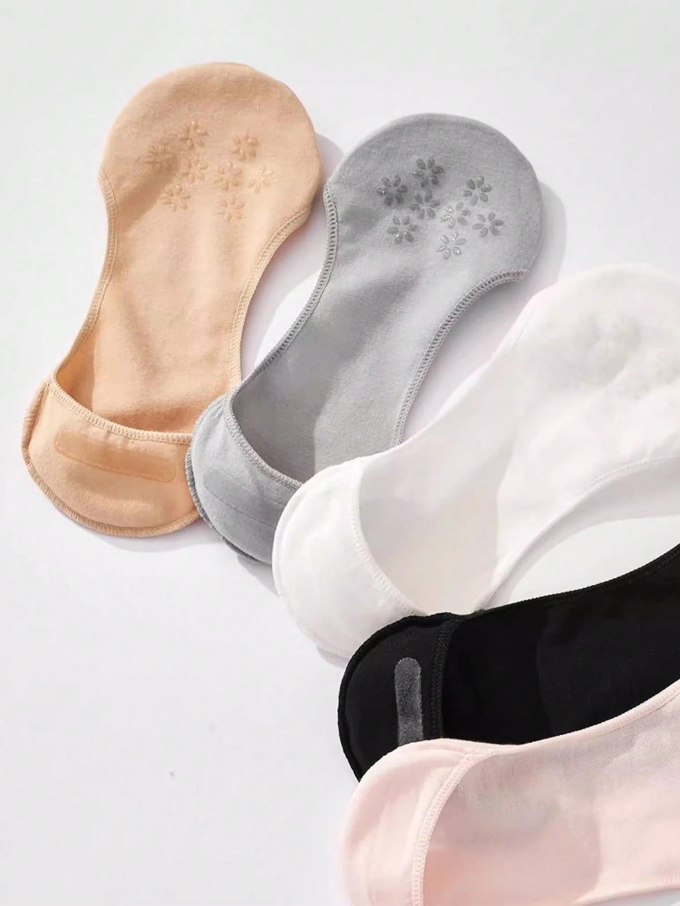 5 Pairs Women's Socks Soft Breathable Ankle Short Socks Spring Summer Solid Color White Black Anti-Slip Boat Sock