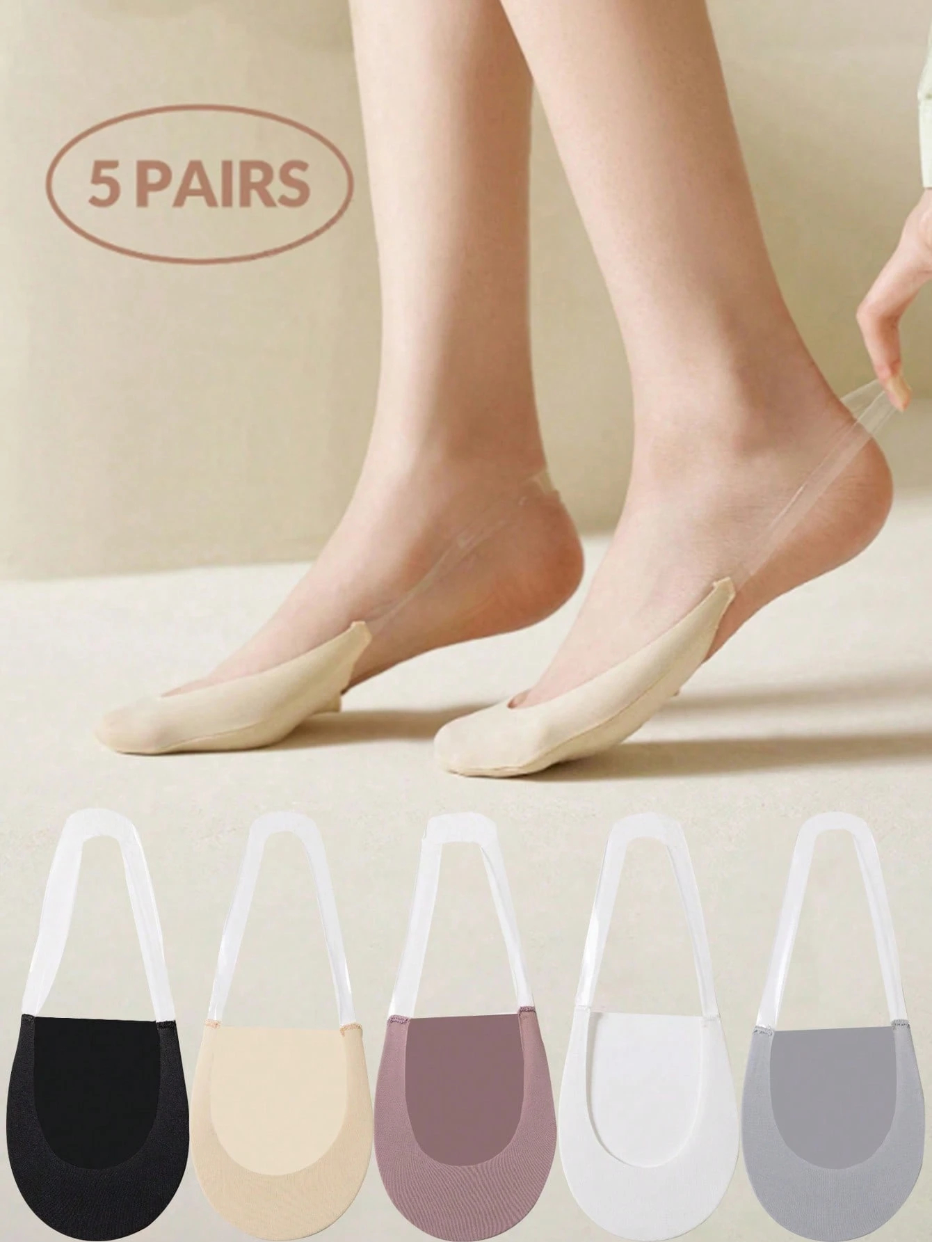 Invisible Boat Socks Women Summer Silicone Non-Slip Socks For High Heels Shoes Ice Silk Thin Half-Palm Suspender New