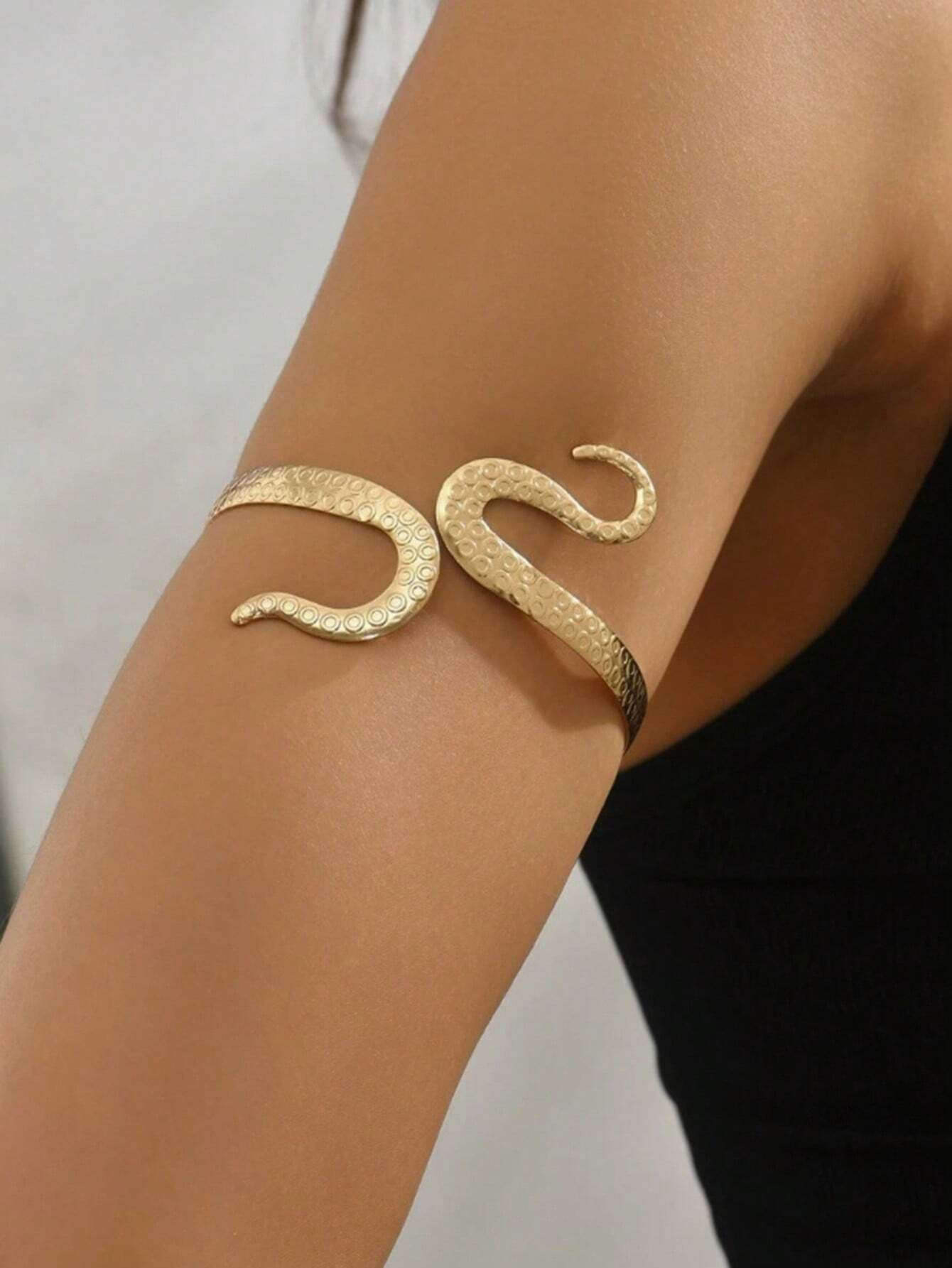 1pc Fashion Elegant Snake-Shaped Arm Bracelet Armlet Jewelry Accessory, Suitable For Summer Beach, Wedding, Party Back To School