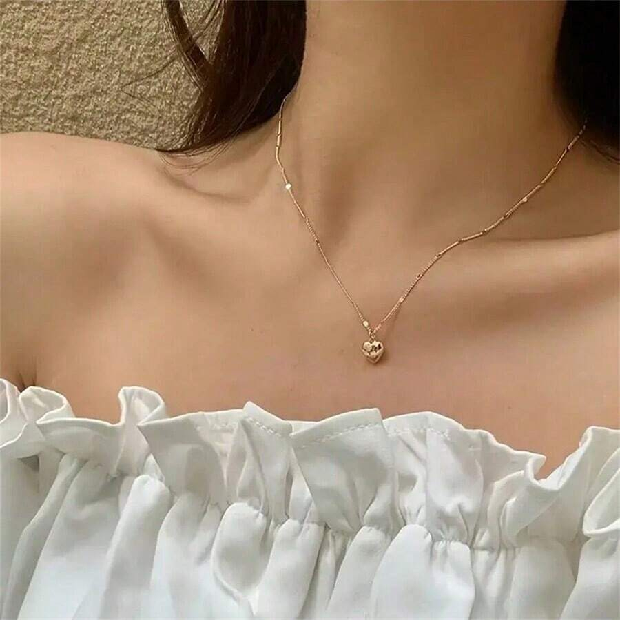1pc Heart Pendant Necklace, Delicate And Design, Minimalist Yet Versatile, Suitable For Any Occasion Valentine's Day Valentines